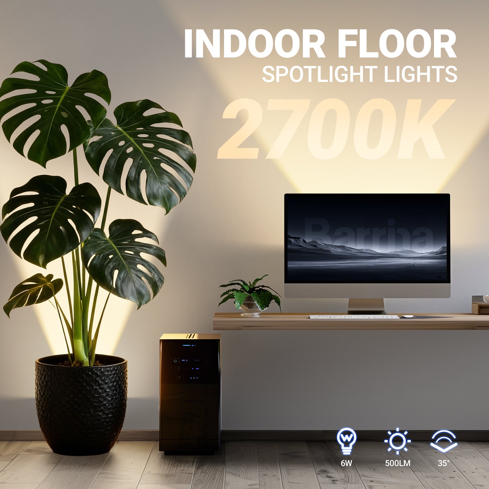 Barrina E26 Bulb LED Uplighting Indoor Spotlight 2700K | Detachable & Foot Switch | UL1B07