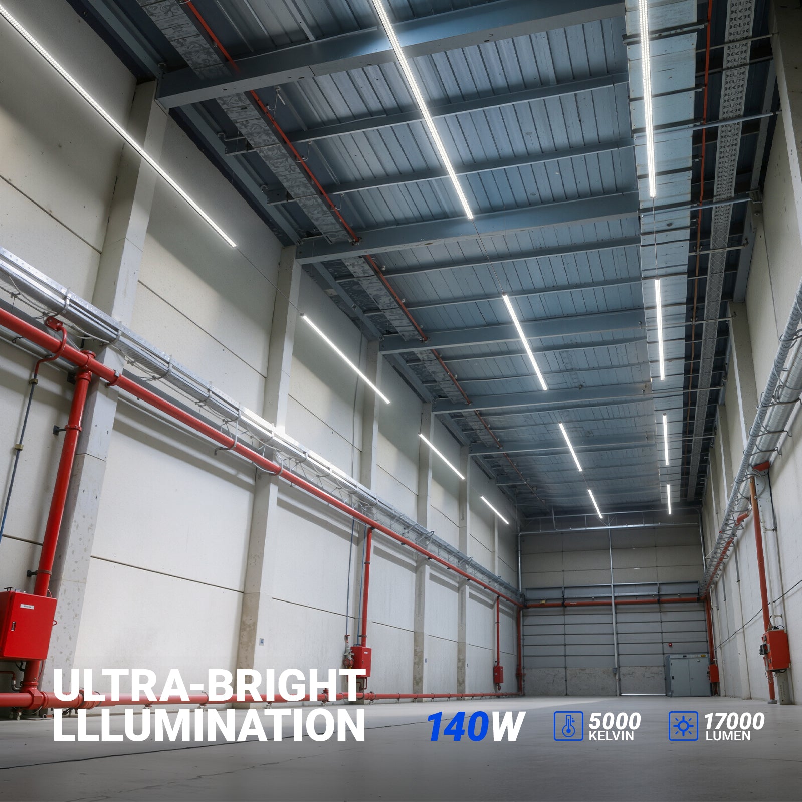 Barrina T8 140W LED Shop Lights 8FT 5000K 17000LM | Clear Cover, V Shape Tube & Hanging | BAX140a (Black)
