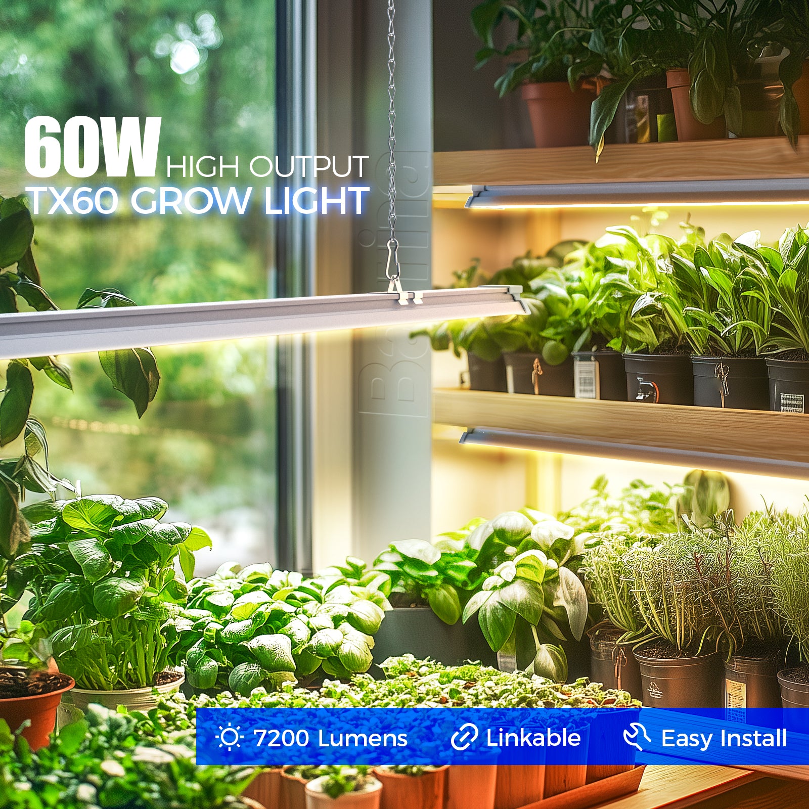 Barrina TX60 60W LED Grow Lights 4FT 3000K+6500K+660nm | Full Spectrum & Linkable | TXPL60