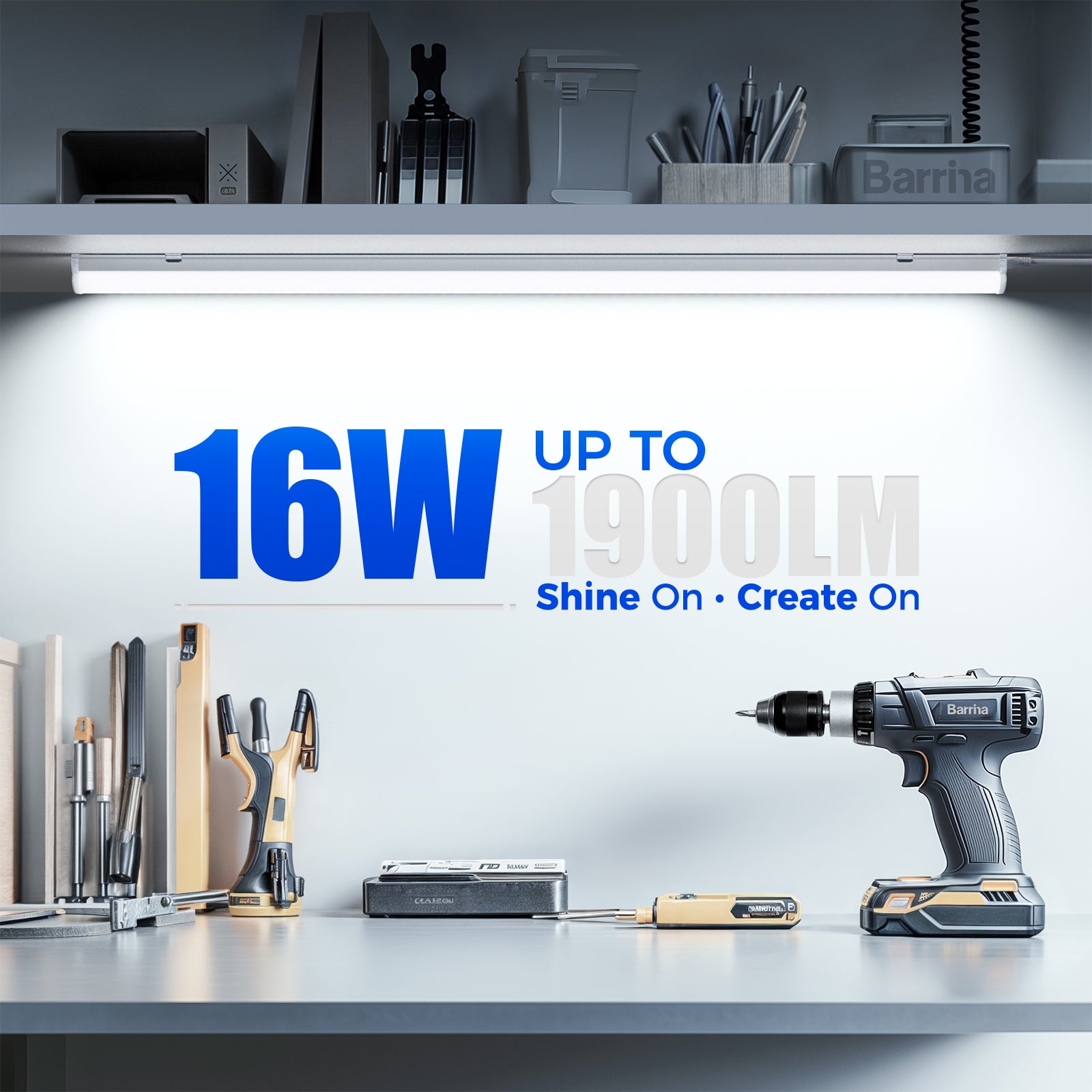 Barrina T5 16W LED Shop Lights 3FT 6500K 1900LM | Linkable & Corded Electric Switch | AAI16