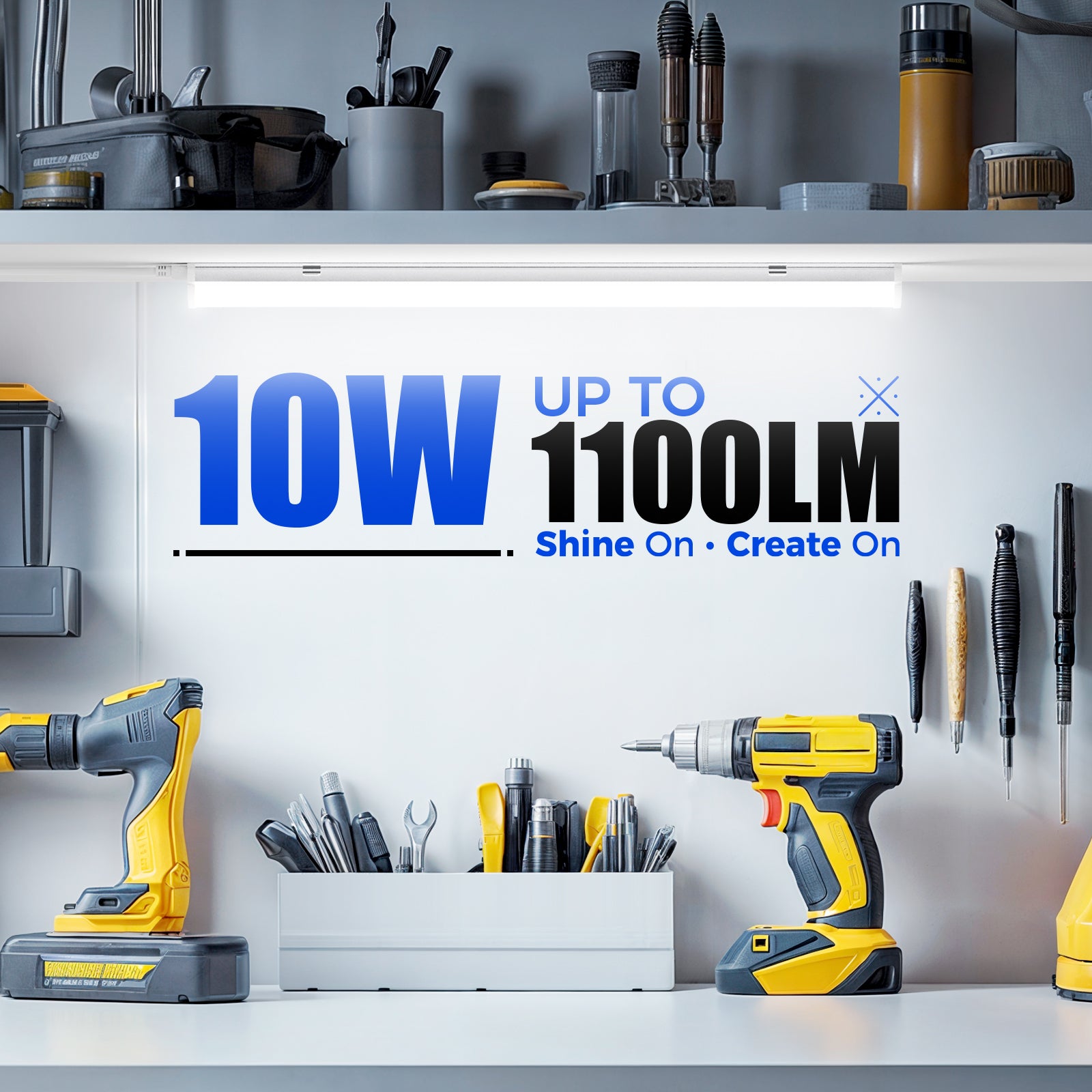 Barrina T5 10W LED Shop Lights 2FT 6500K 1100LM | Linkable & Corded Electric Switch | AAF10