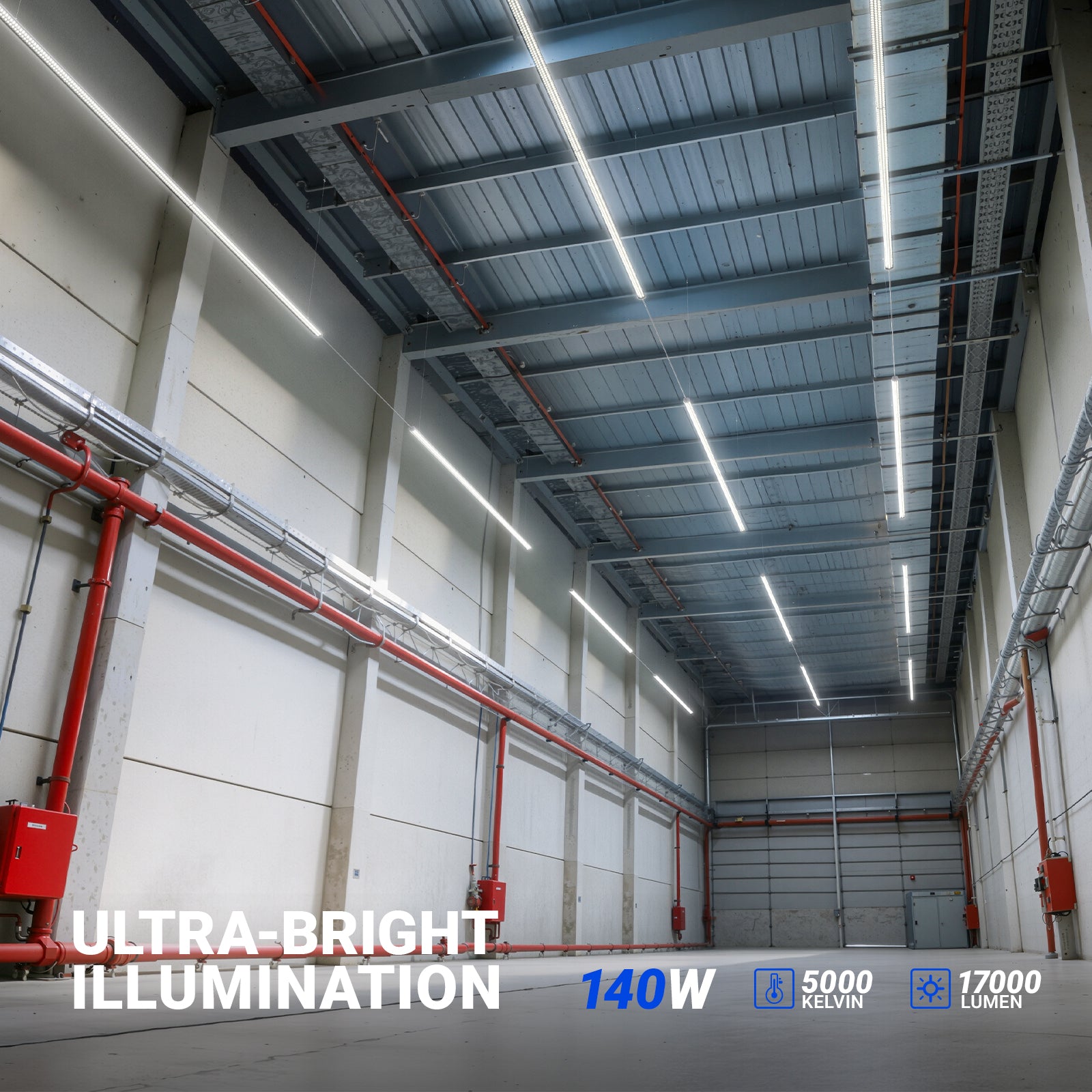 Barrina T8 140W LED Shop Lights 8FT 5000K 17000LM | Clear Cover, V Shape Tube & Hanging | BAX140a