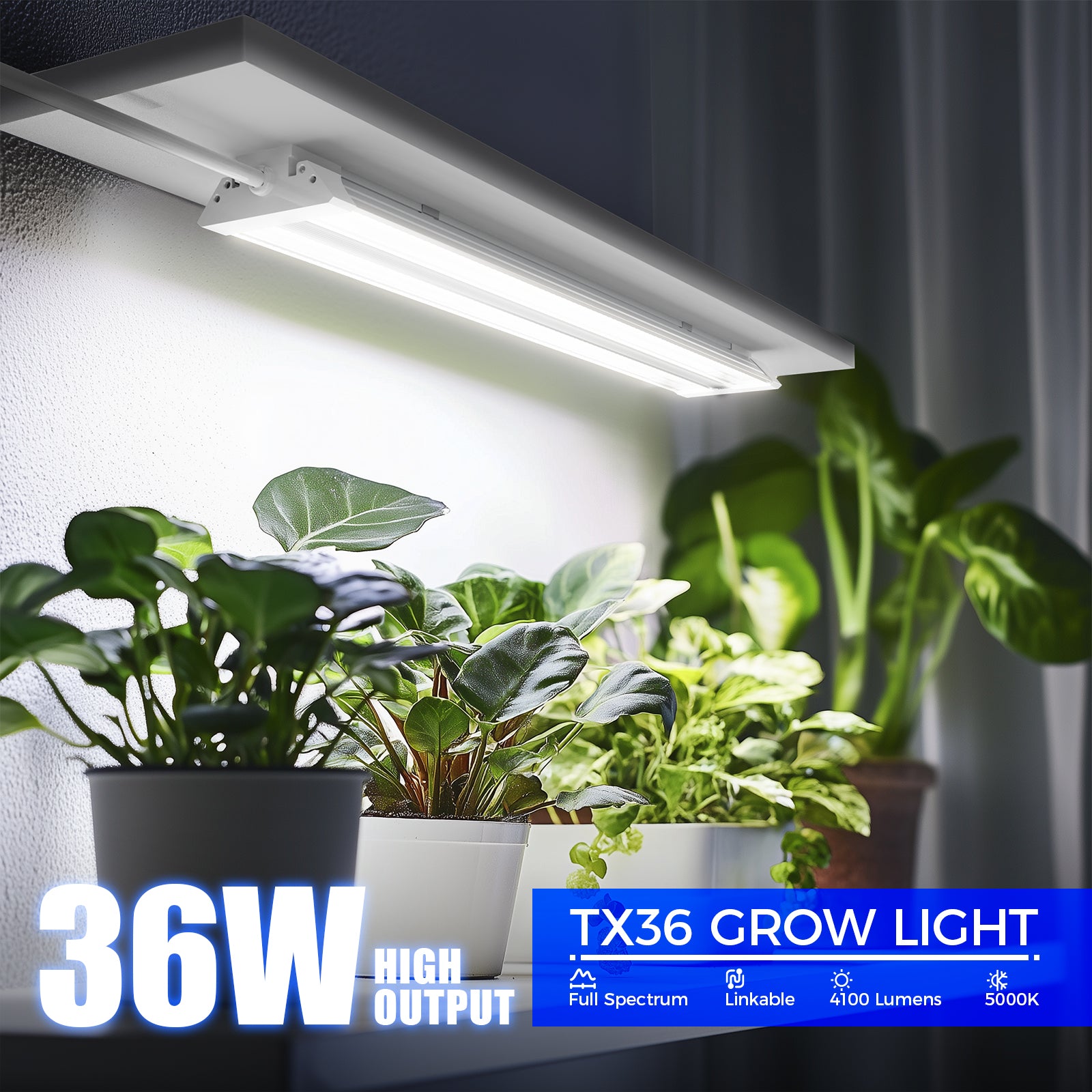 Barrina TX36 36W LED Grow Lights 2FT 5000K | Full Spectrum & Linkable | TXAL36