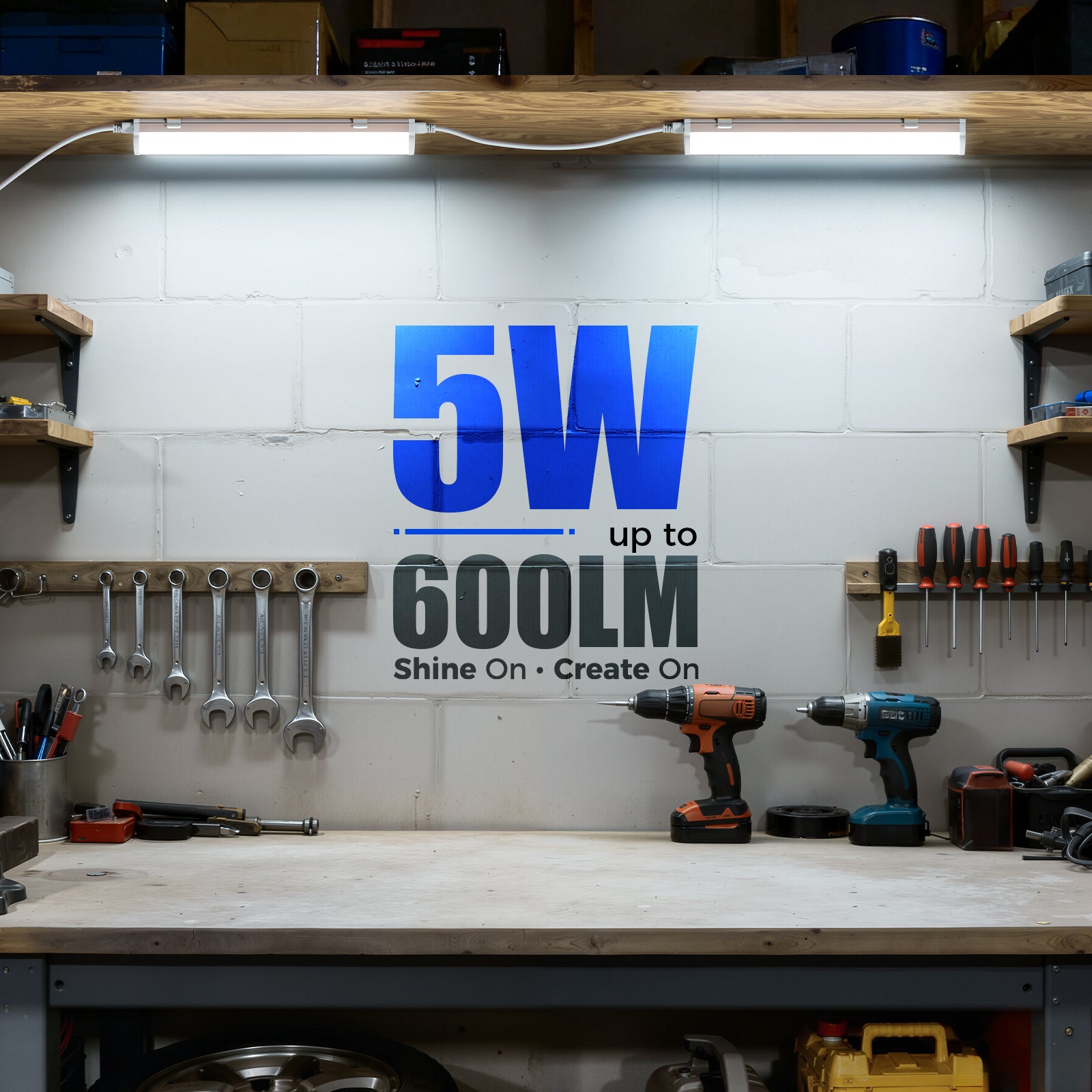 Barrina T5 5W LED Shop Lights 1FT 6500K 600LM | Linkable & Corded Electric Switch | AAC5