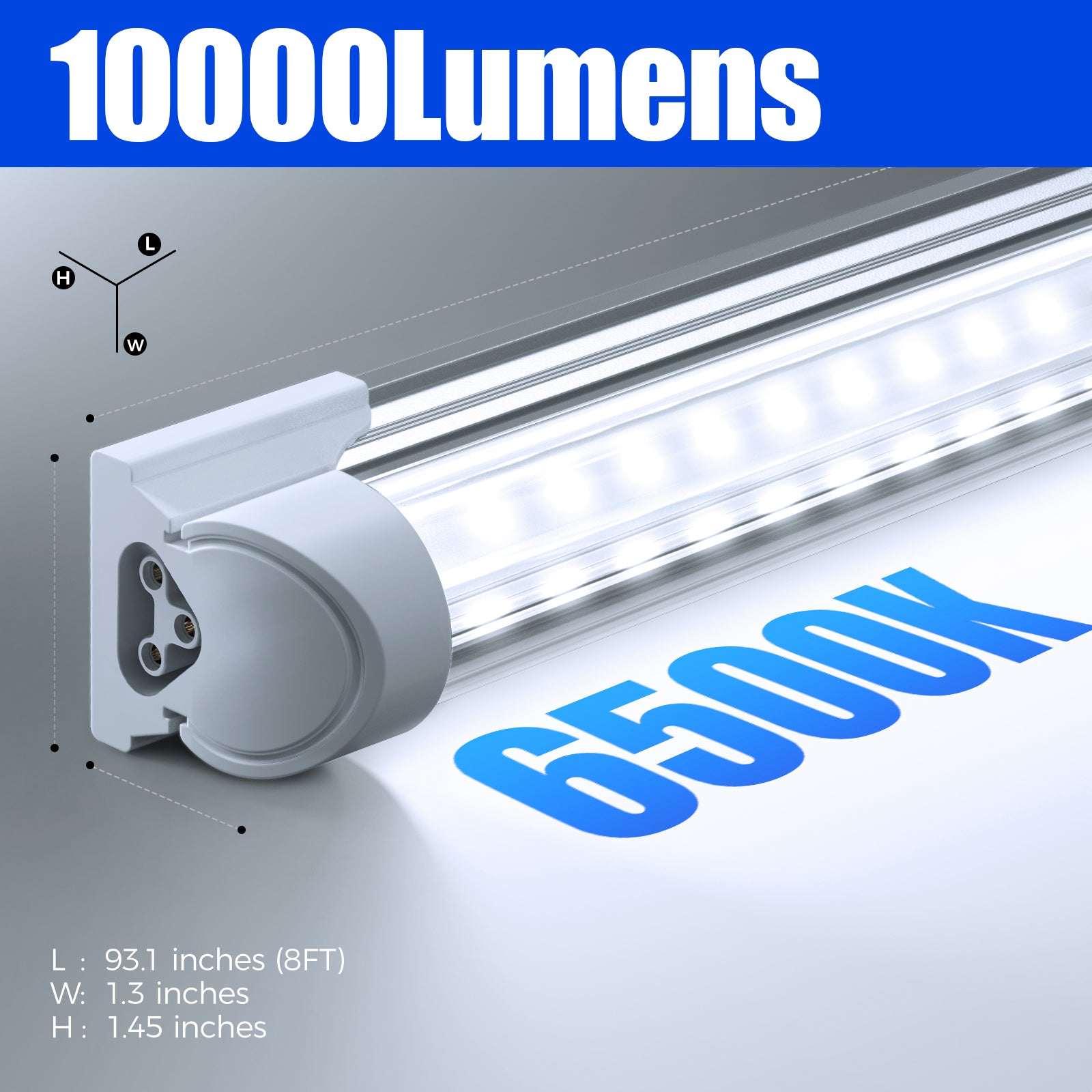 Barrina T8 72W LED Shop Lights 8FT 6500K 10000LM | Clear Cover & V Shape Tube | BAX72