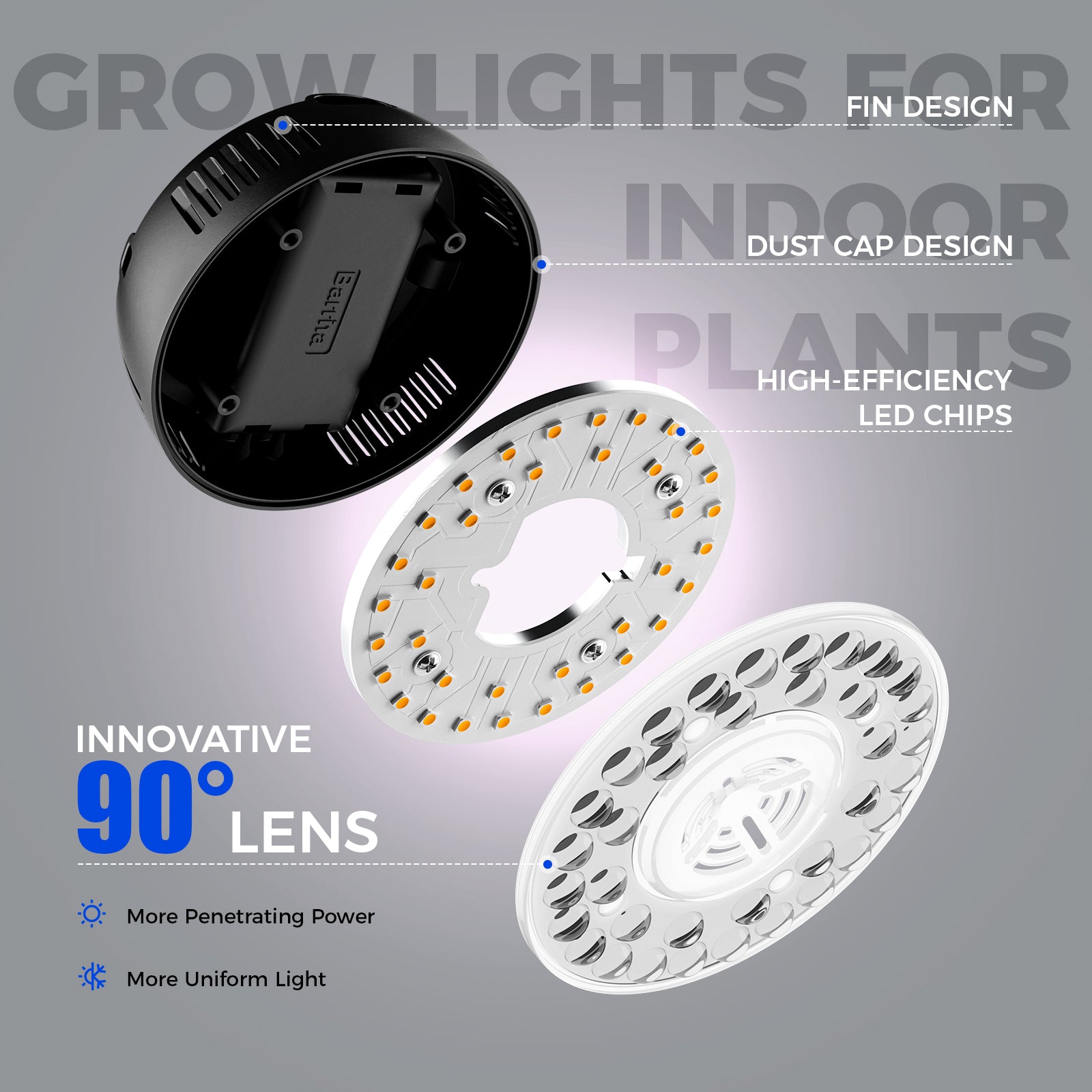 Barrina Orbgrow 9W LED Puck Grow Lights Pinkish White | Full Spectrum, Magnetic, Timer, Dimmable & Linkable | OG09