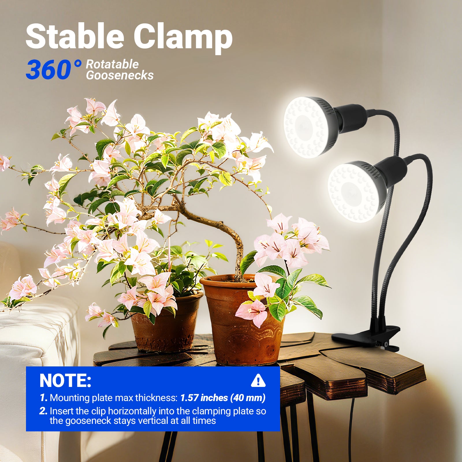 Barrina Orbgrow 2 x 11W Clip-On LED Grow Lights 5000K | Full Spectrum, Dimmable & Timing | OG11A2
