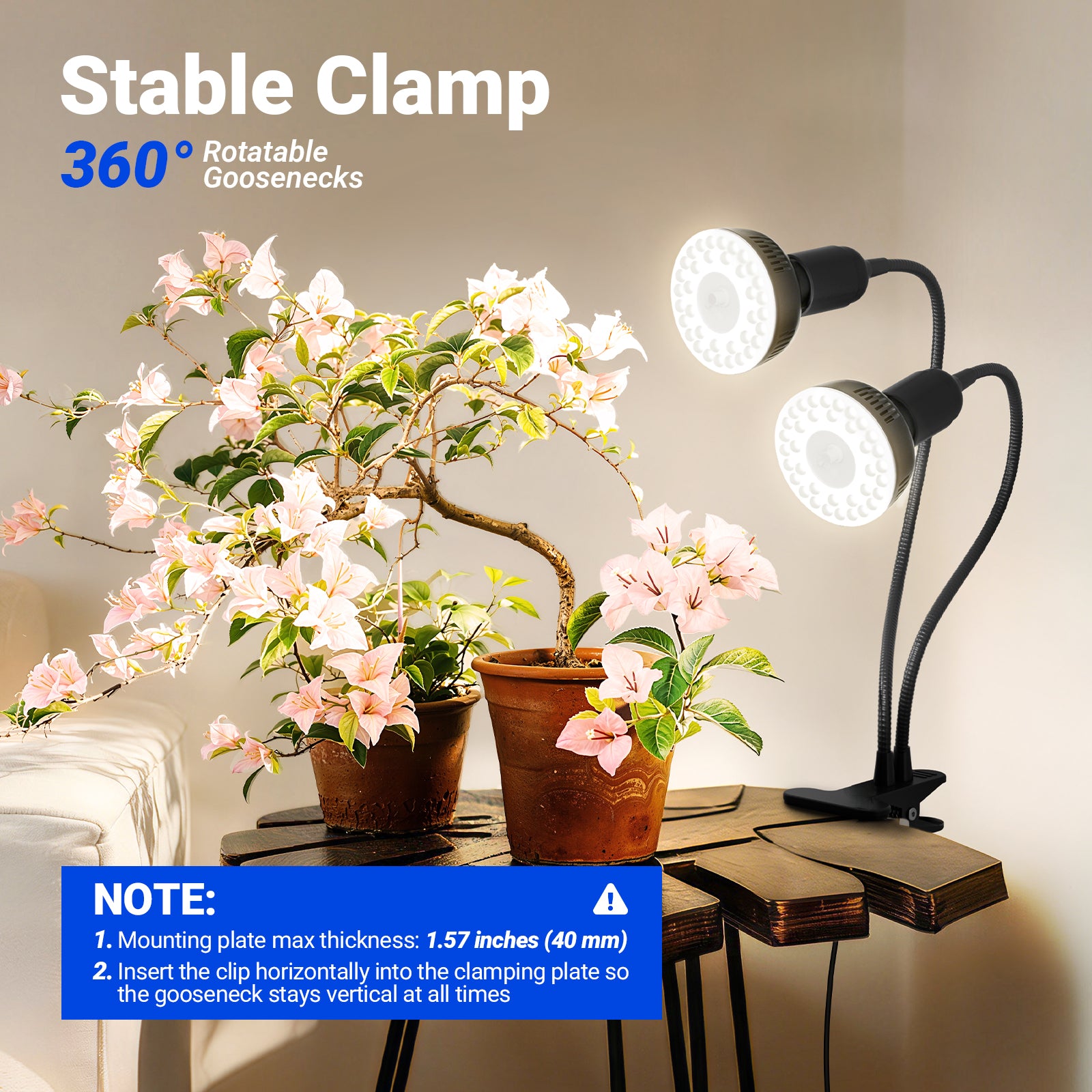 Barrina Orbgrow 2 x 11W Clip-On LED Grow Lights 4000K | Full Spectrum, Dimmable & Timing | OG11A2