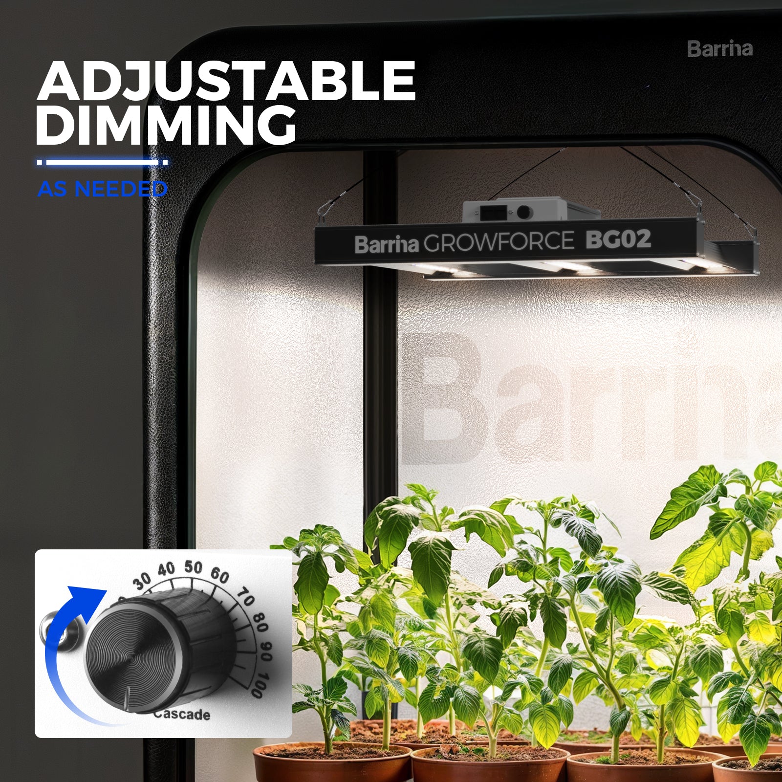Barrina GrowForce 200W LED Commercial Grow Light Dual Blue & FIR Light 3 x 3 | Full Spectrum & Dimmable | BG02
