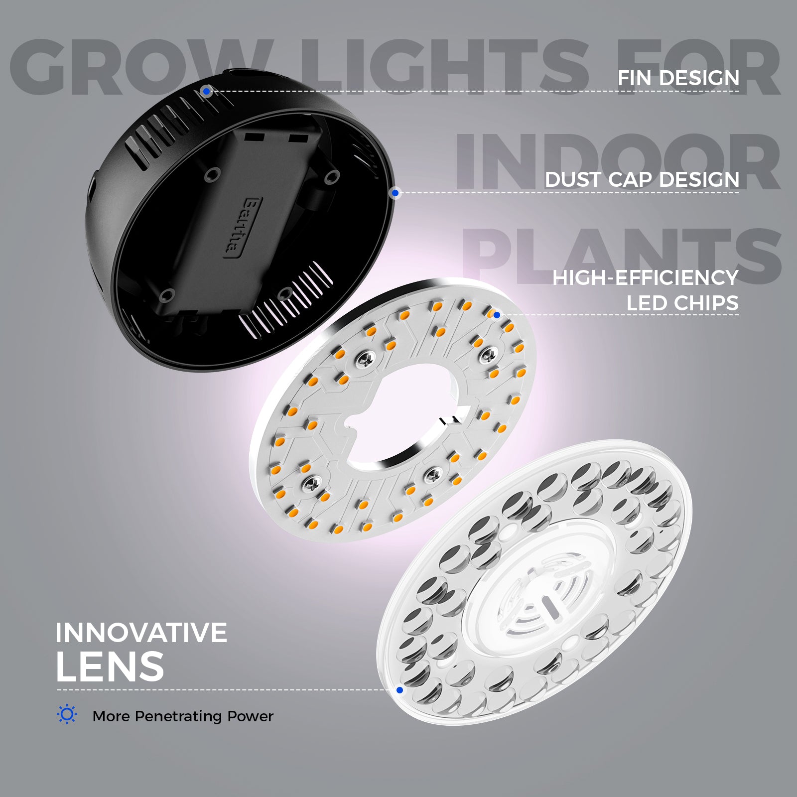 Barrina Orbgrow 9W LED Puck Grow Lights Pinkish White | Full Spectrum, Magnetic, Timer, Dimmable & Linkable | OG09