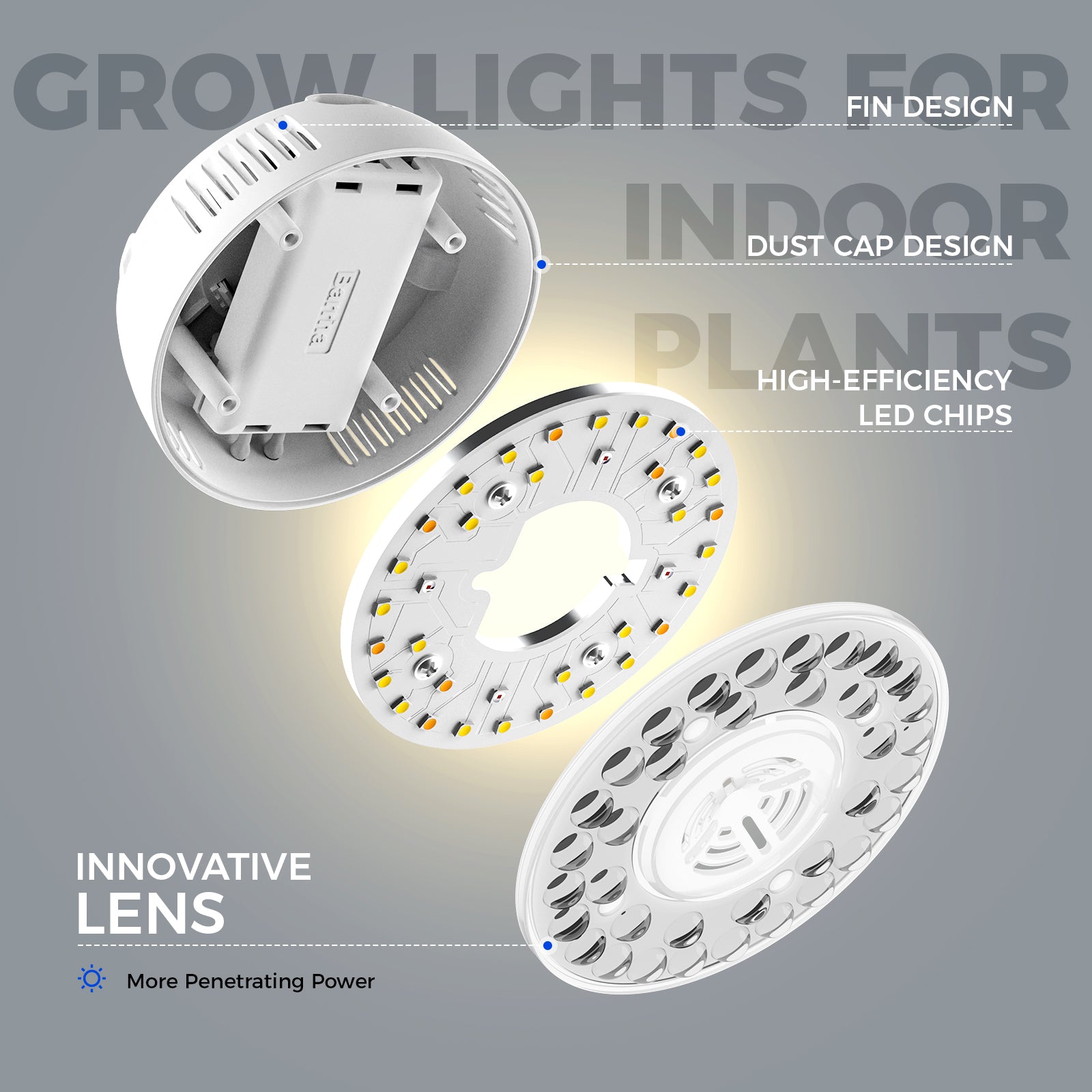 Barrina Orbgrow 9W LED Puck Grow Lights 3000K+6500K+660nm | Full Spectrum, Magnetic & Linkable | OG09