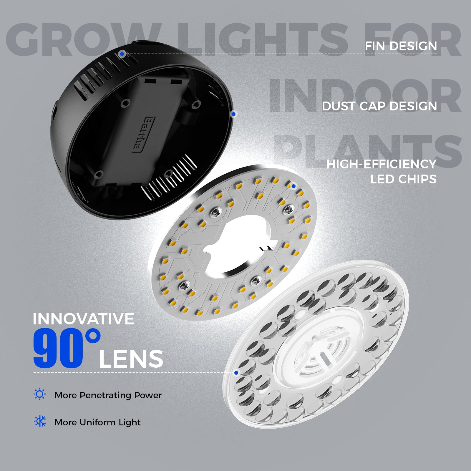 Barrina Orbgrow 9W LED Puck Grow Lights 5000K | Full Spectrum, Magnetic, Timer, Dimmable & Linkable | OG09