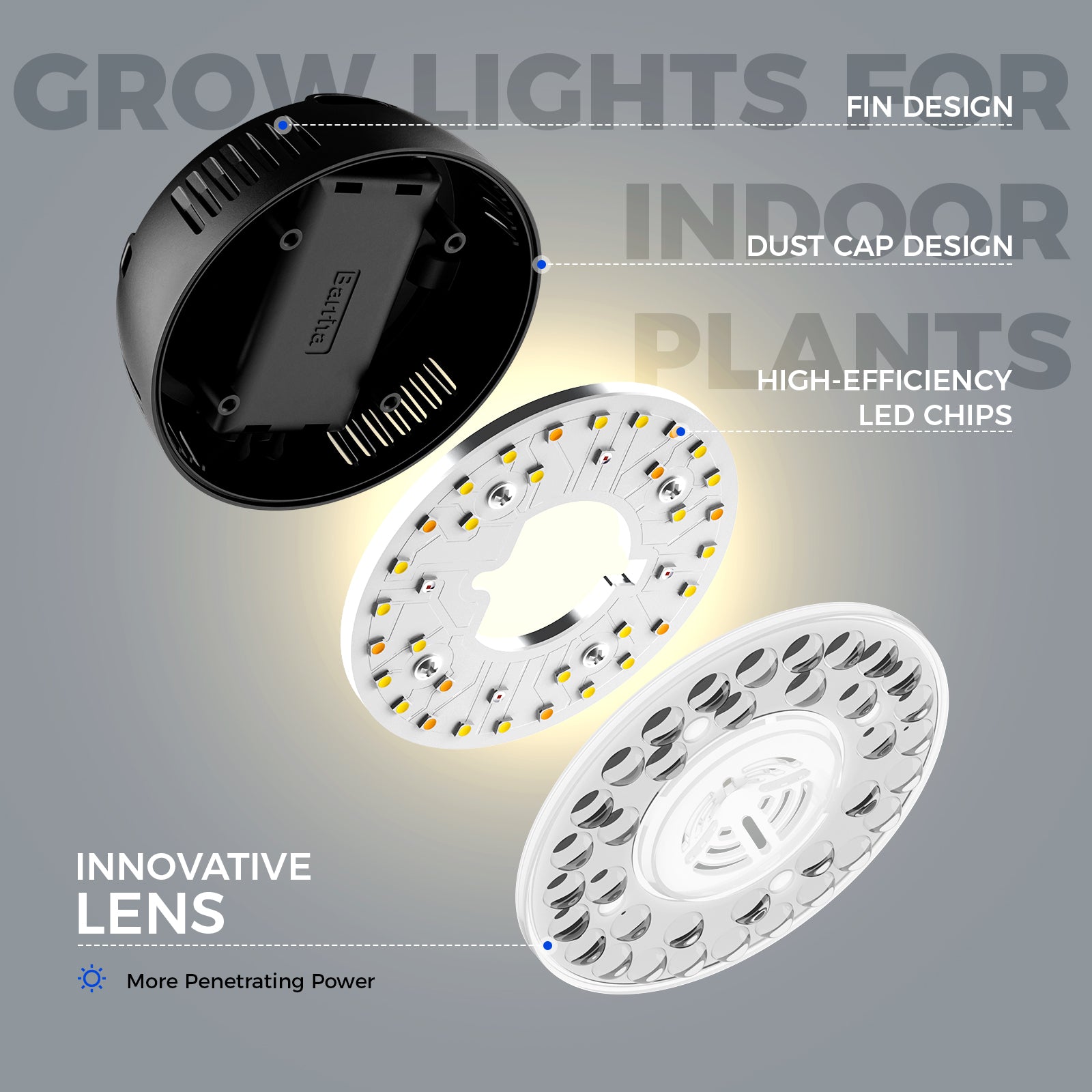 Barrina Orbgrow 9W LED Puck Grow Lights 3000K+6500K+660nm | Full Spectrum, Magnetic, Timer, Dimmable & Linkable | OG09