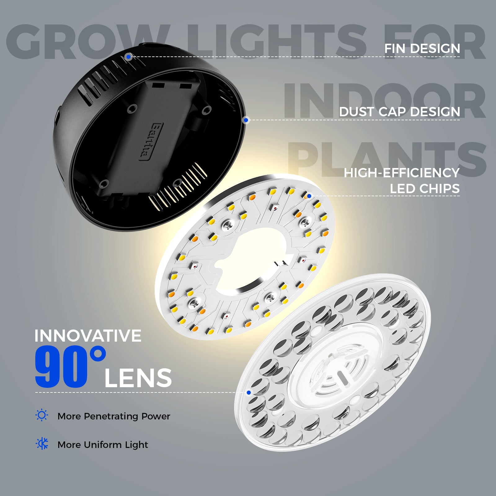 Barrina Orbgrow 9W LED Puck Grow Lights 3000K+6500K+660nm | Full Spectrum, Magnetic, Timer, Dimmable & Linkable | OG09