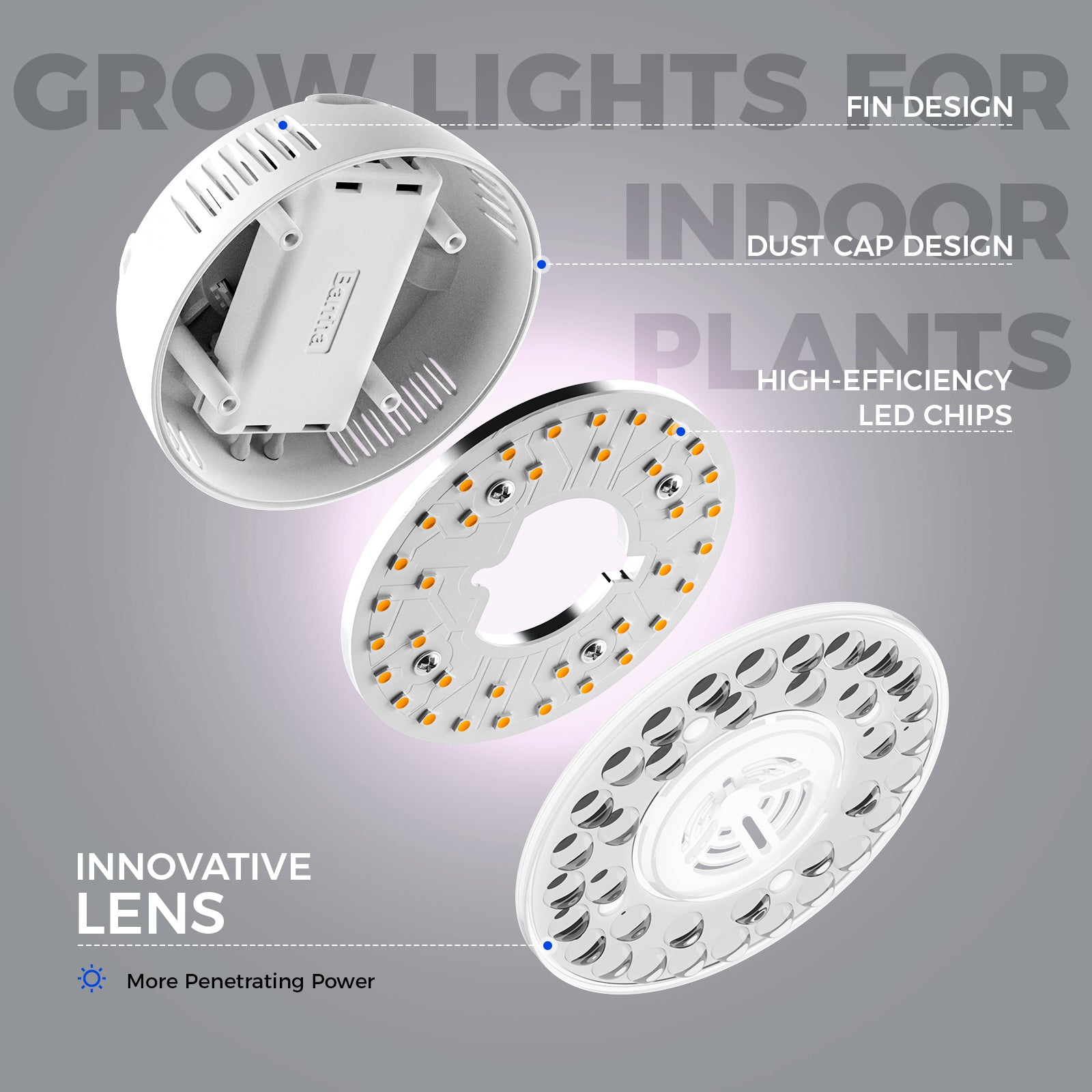 Barrina Orbgrow 9W LED Puck Grow Lights Pinkish White | Full Spectrum, Magnetic, Timer, Dimmable & Linkable | OG09