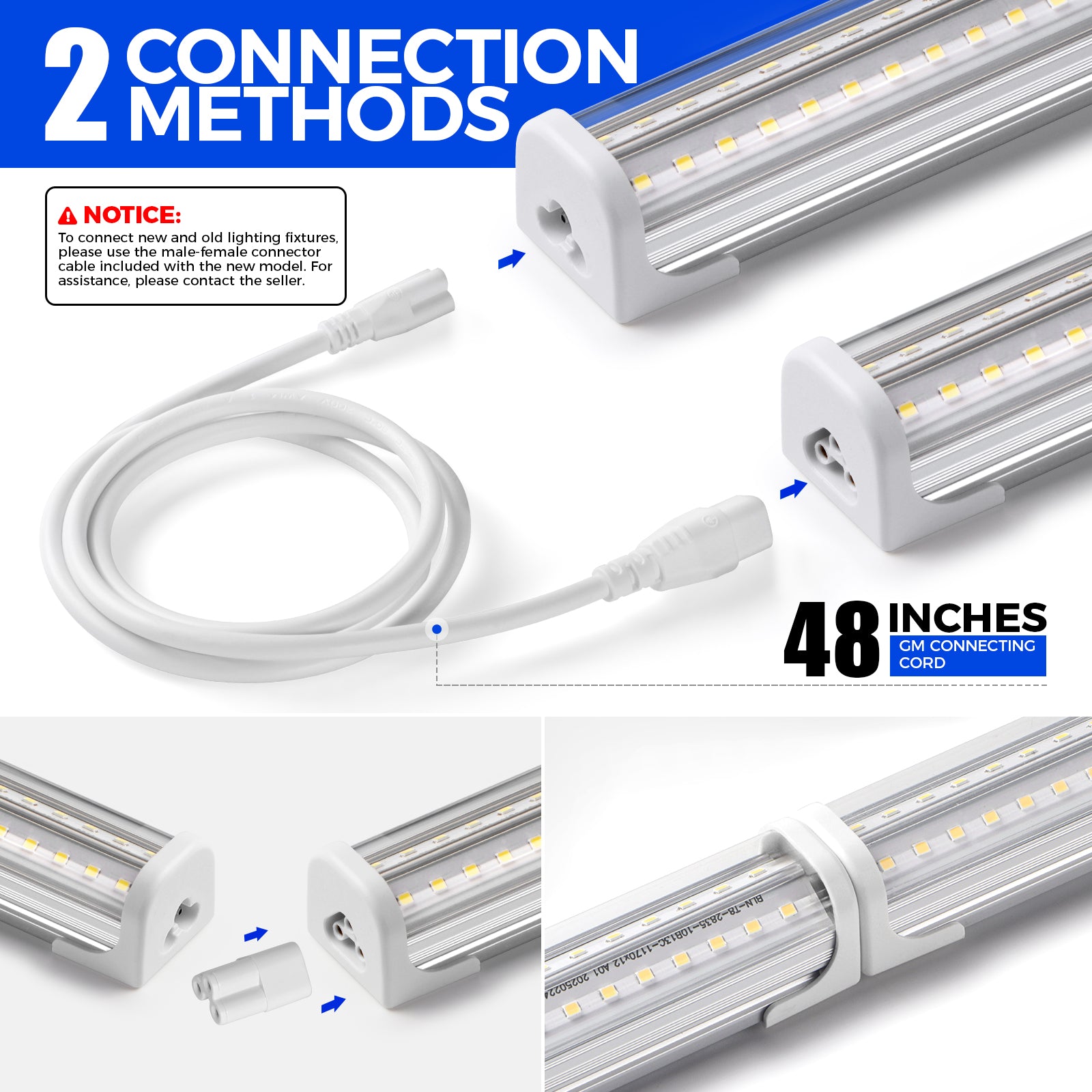 Barrina T8 50W LED Shop Lights 4FT 5000K | Clear Cover & V Shape Tube | BAL50