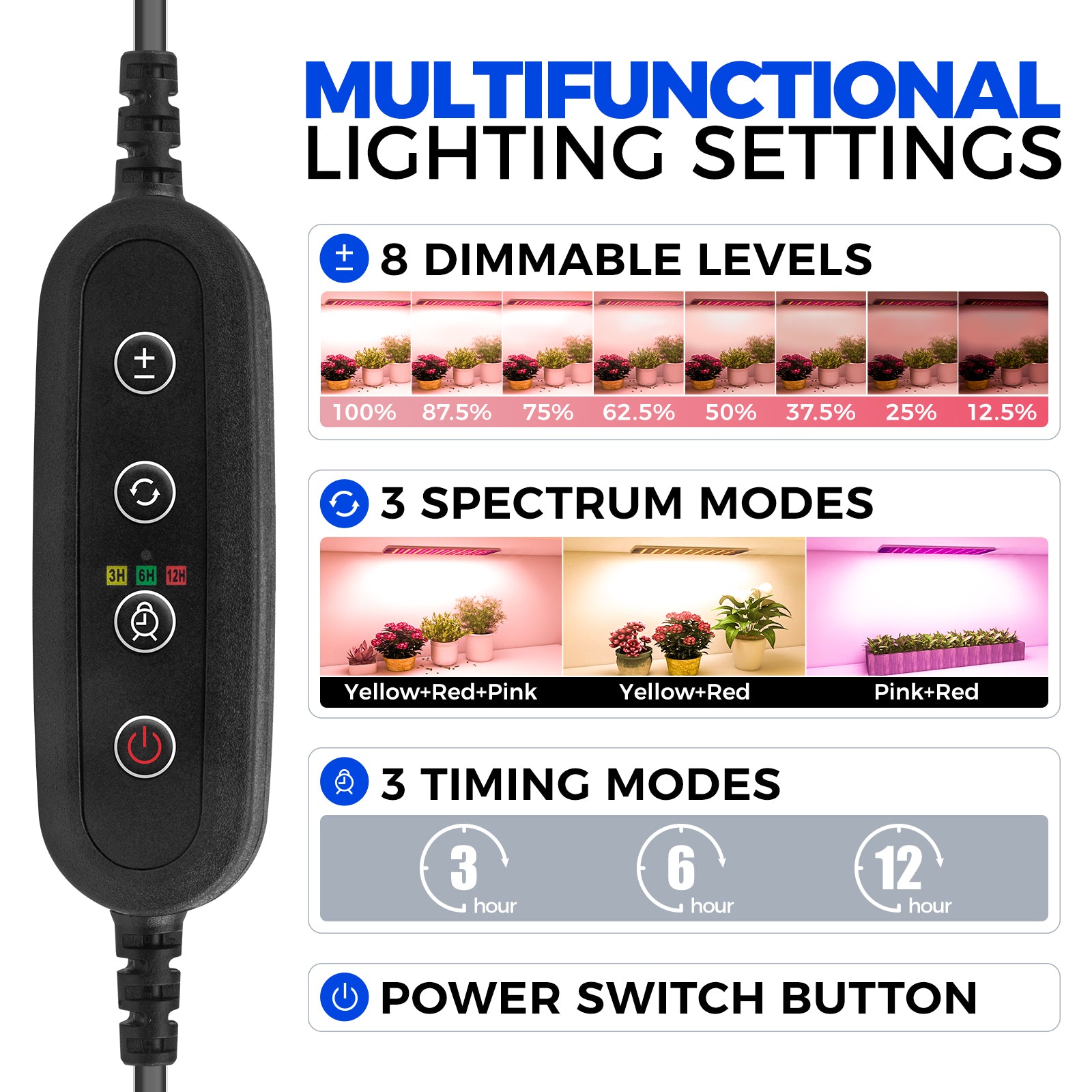 Barrina 4-Tier Plant Stand with 4-Pack 10W Grow Lights Panels 3 Spectrums | Full Spectrum, Tent & Timer | CX83Z