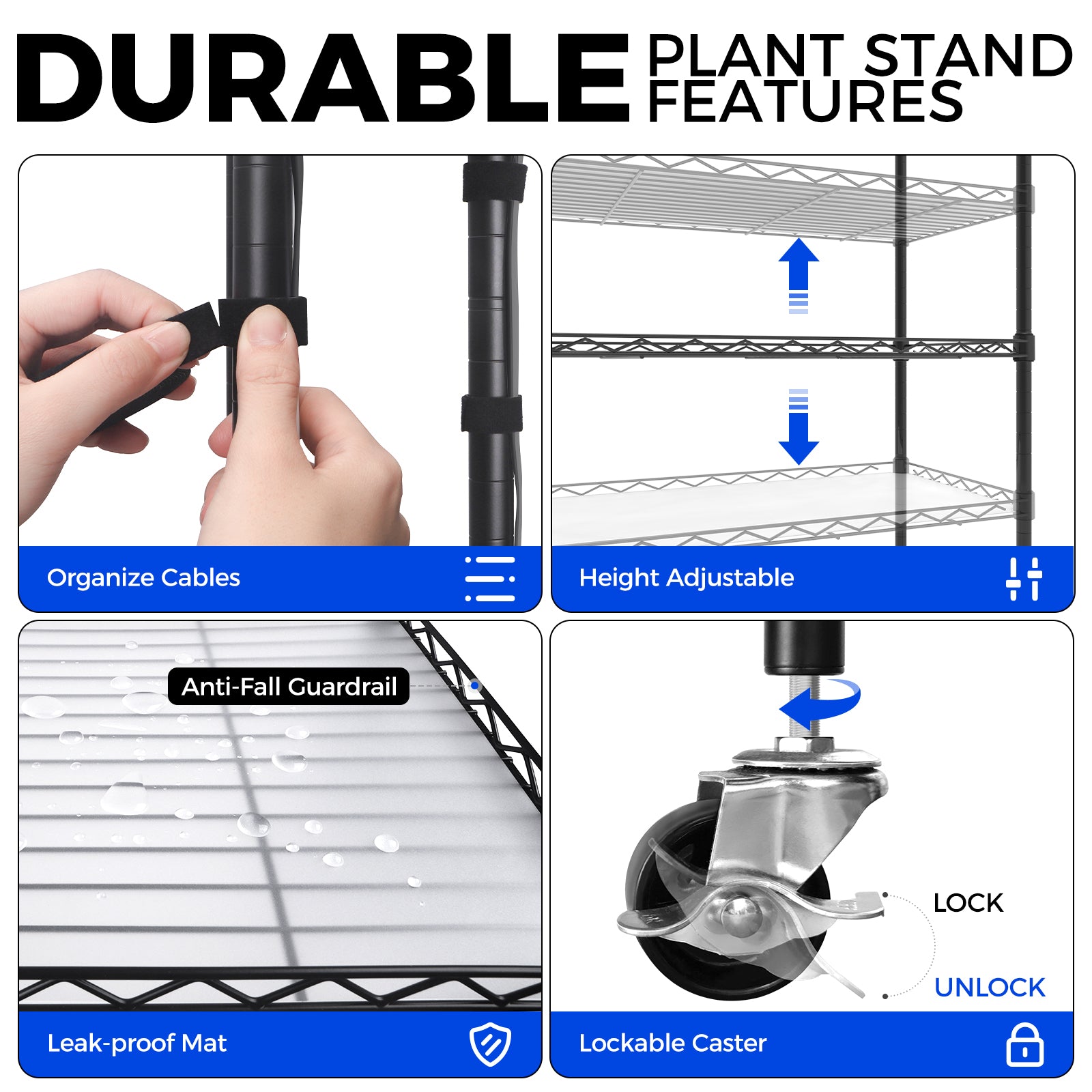 Barrina 5-Tier Plant Stand with 8-Pack T5 20W LED Grow Lights 1.6FT 5000K | Full Spectrum & Timer | WE20