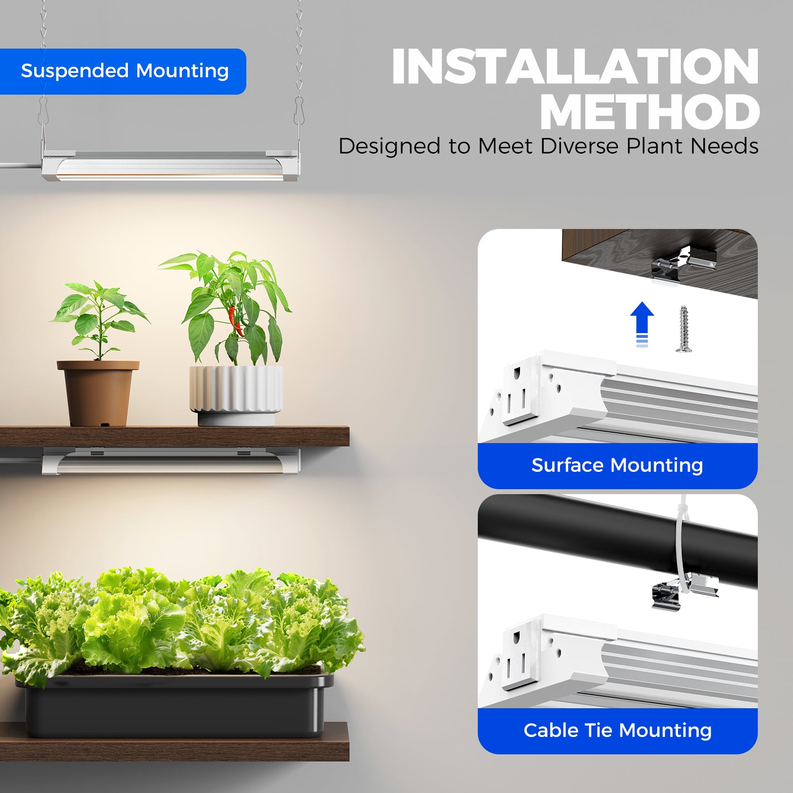 Barrina TX18 18W LED Grow Lights 1FT 3000K+6500K+660nm | Full Spectrum & Linkable | TXPL18
