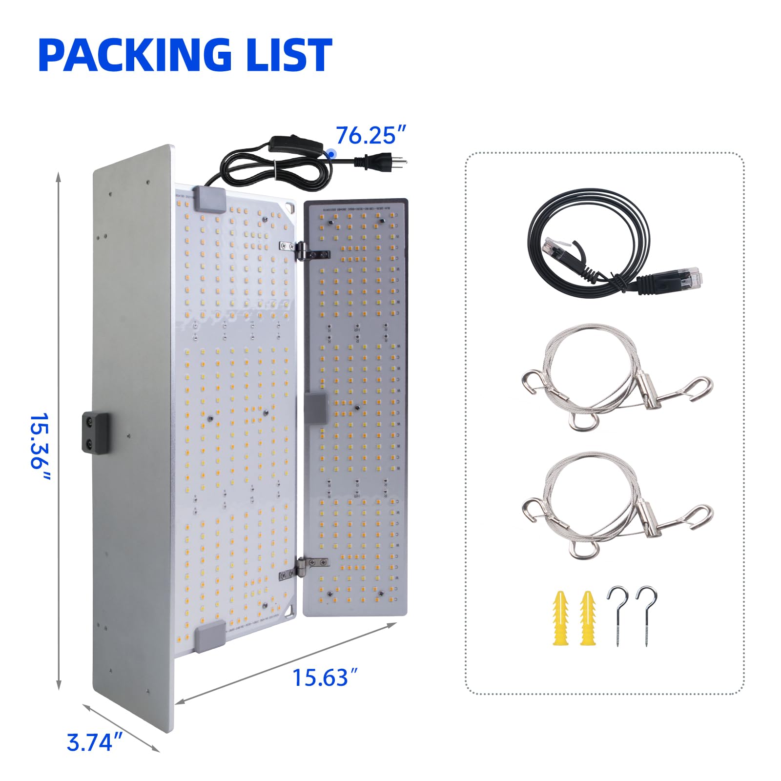 Barrina BU2000 200W LED Grow Light Panel 4-Spectrum | Angle Adjustable & Dimmable | DD200