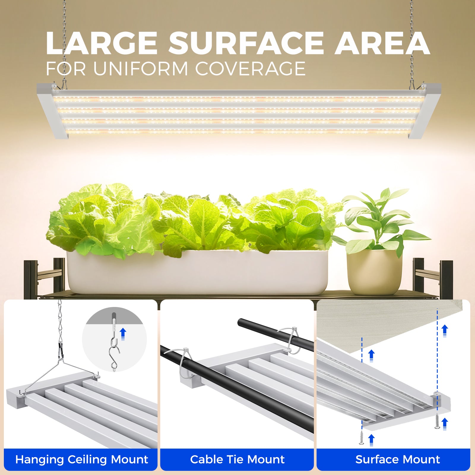 Barrina TX-L63 63W LED Grow Lights 3FT 3000K+6500K+660nm | Full Spectrum & Linkable | TX-L63