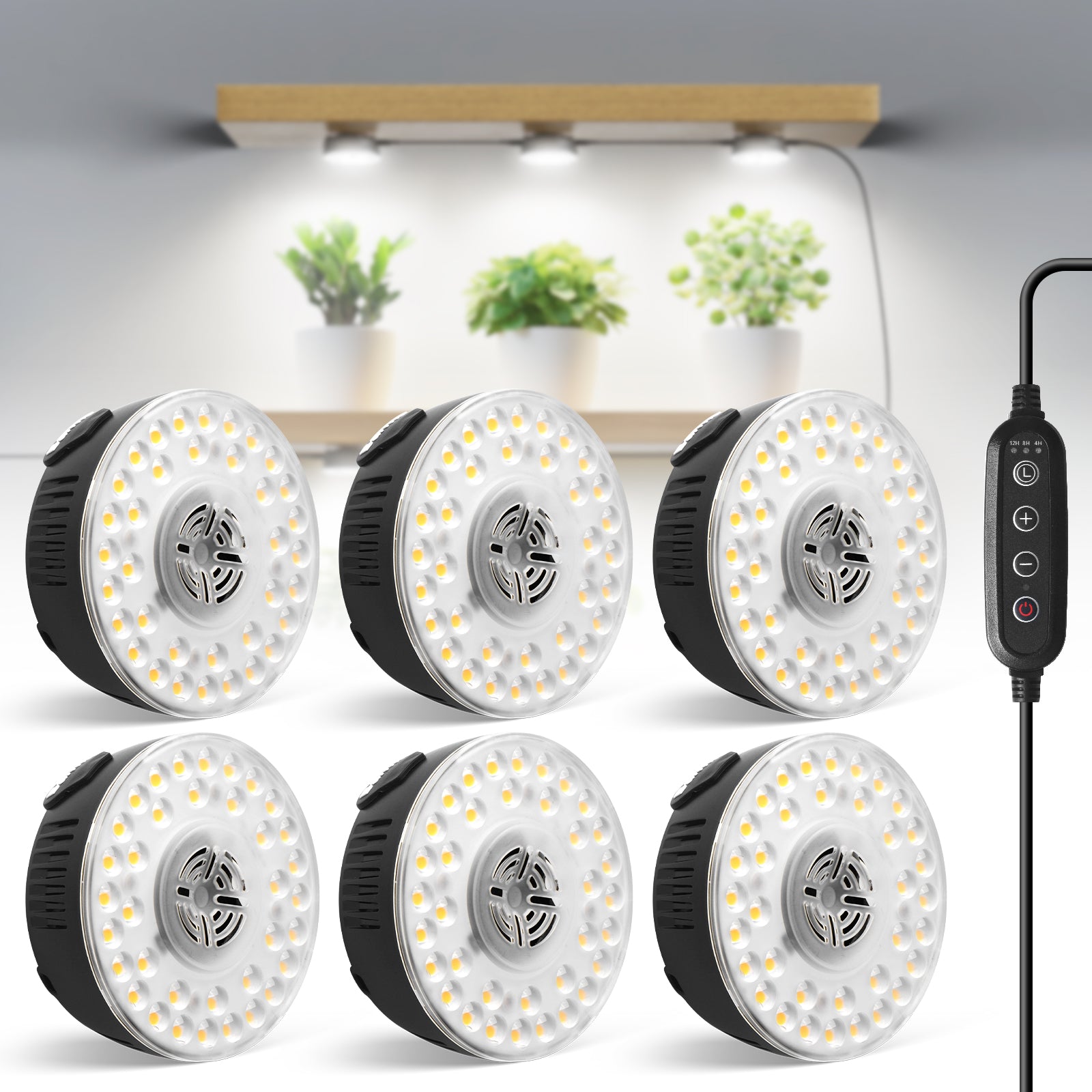 Barrina Orbgrow 9W LED Puck Grow Lights 5000K | Full Spectrum, Magnetic, Timer, Dimmable & Linkable | OG09