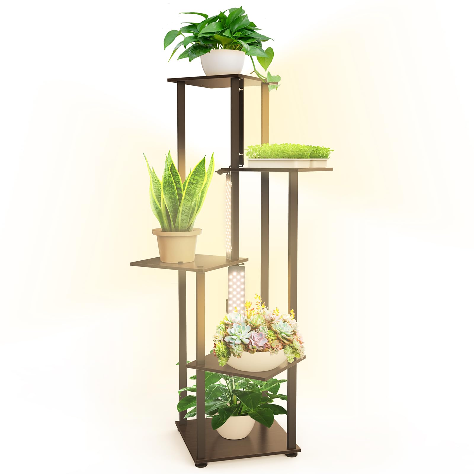 Barrina 5-Tire Plant Stand with 3Pcs 8W LED Grow Light Panels