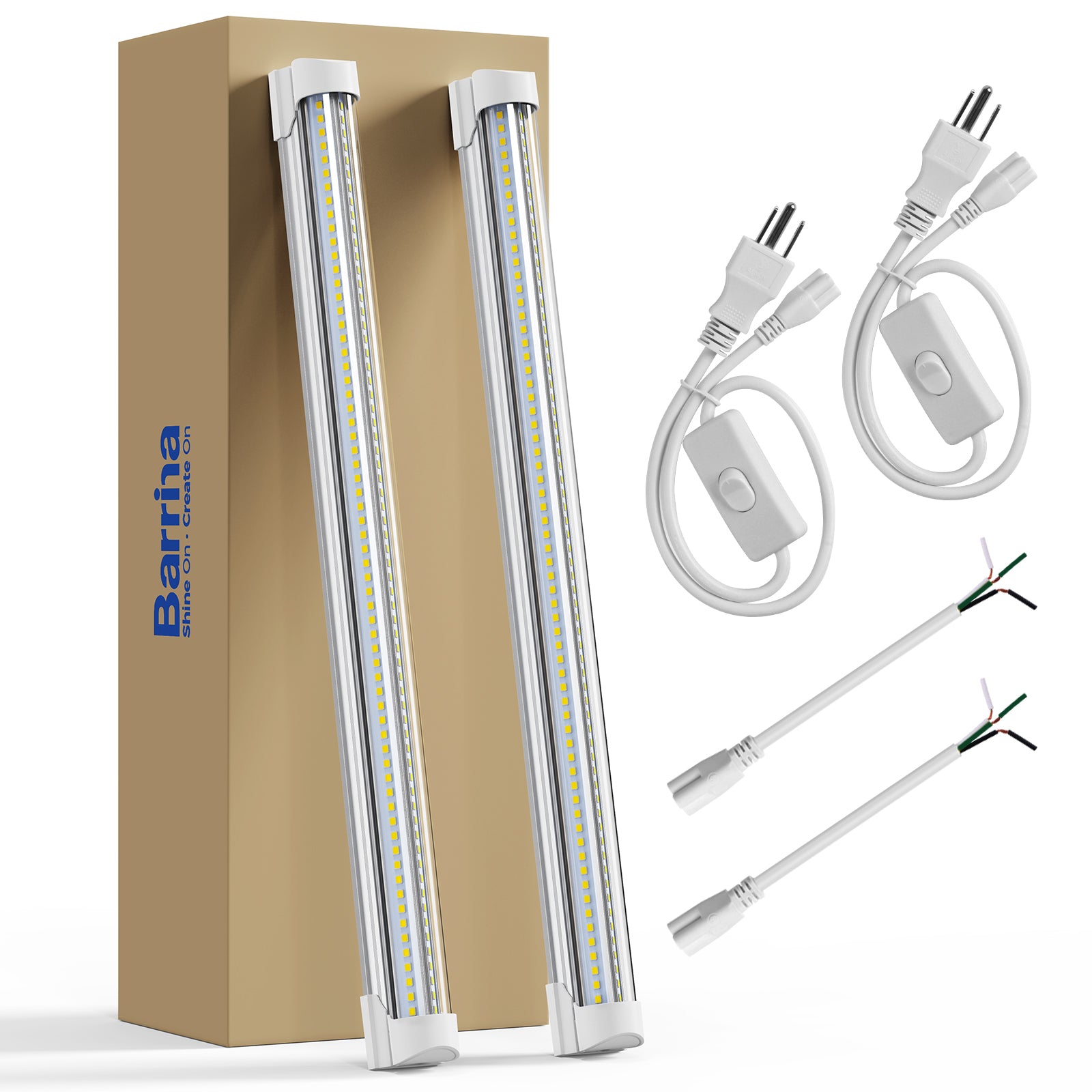 Barrina T8 25W LED Shop Lights 1.5FT 5000K 3450LM | Clear Cover & V Shape Tube | BAD16