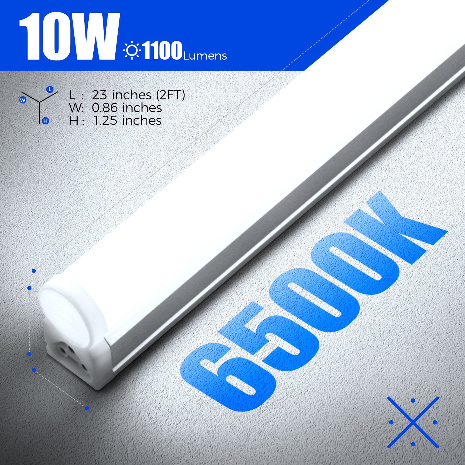 Barrina T5 10W LED Shop Lights 2FT 6500K 1100LM | Linkable & Corded Electric Switch | AAF10