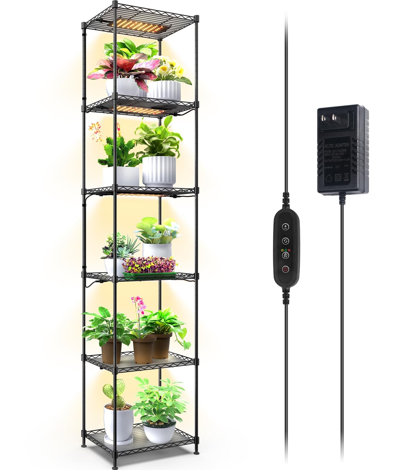 indoor plant light stand Barrina 6-Tier Plant Stand with 5-Pack 10W Grow Light Panels with Timer