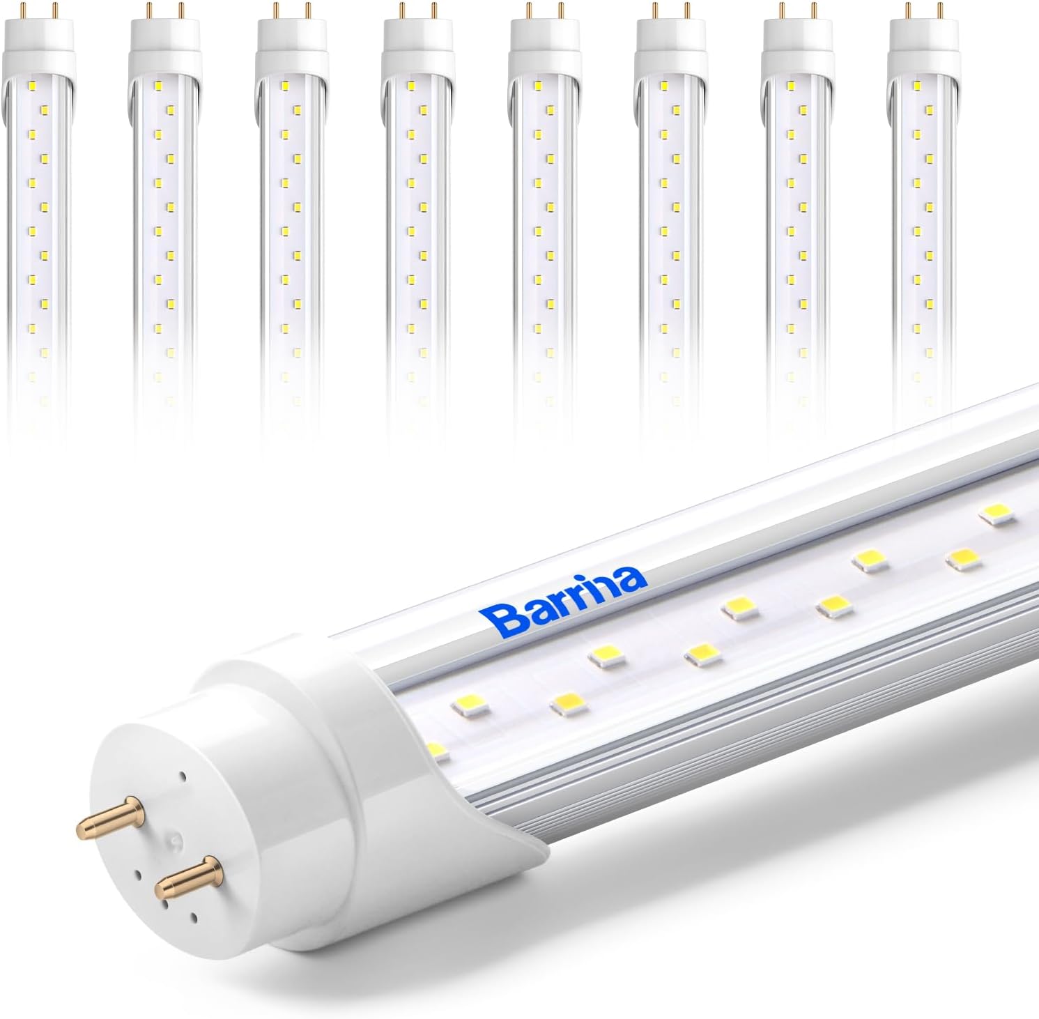 Barrina T8 24W LED Tube Lights 4FT 6000K 3200LM | G13 Base, Fluorescent Replacement & Clear Cover | TBL24