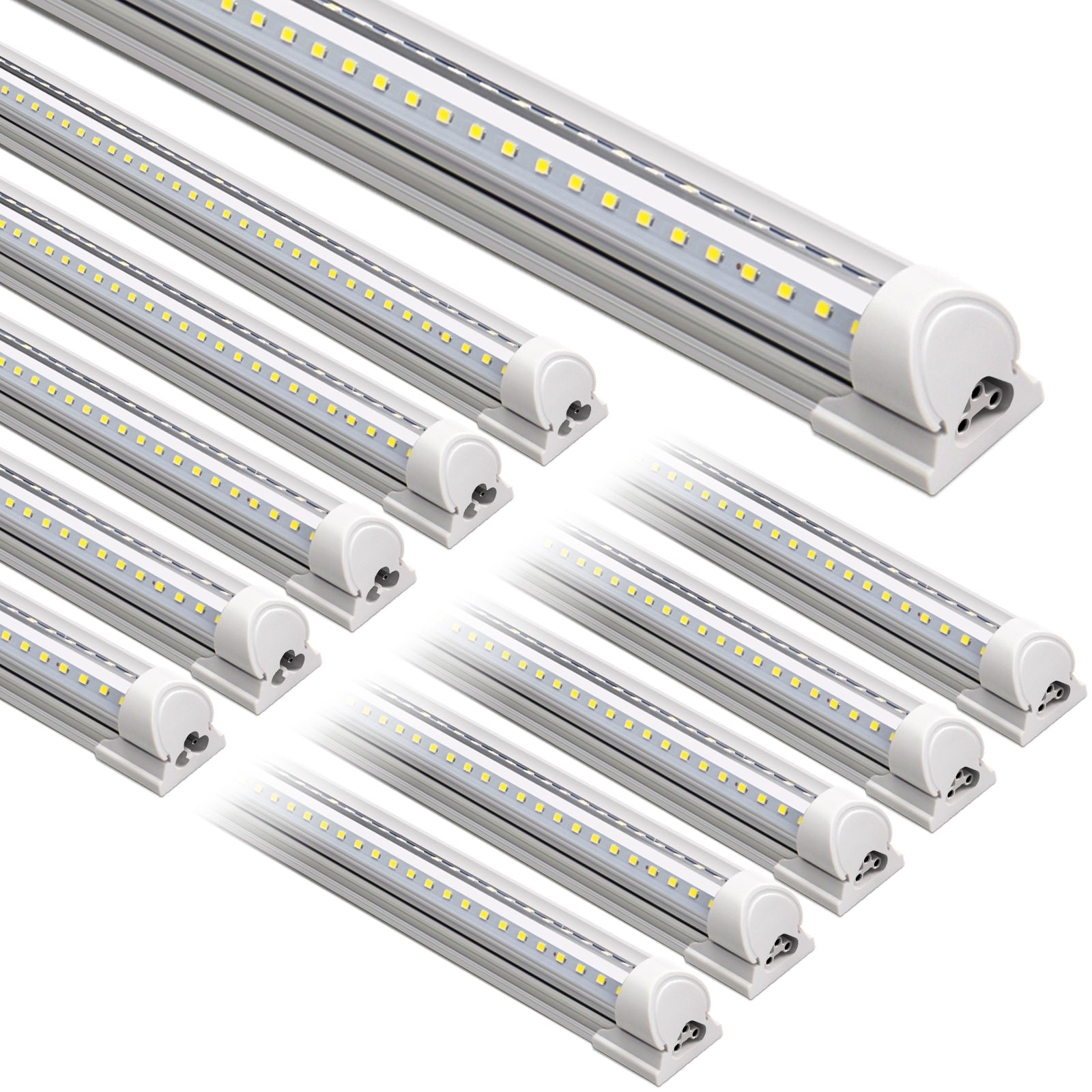 Barrina T8 72W LED Shop Lights 8FT 6500K 10000LM 10 Pack | Clear Cover & V Shape Tube | BAX72