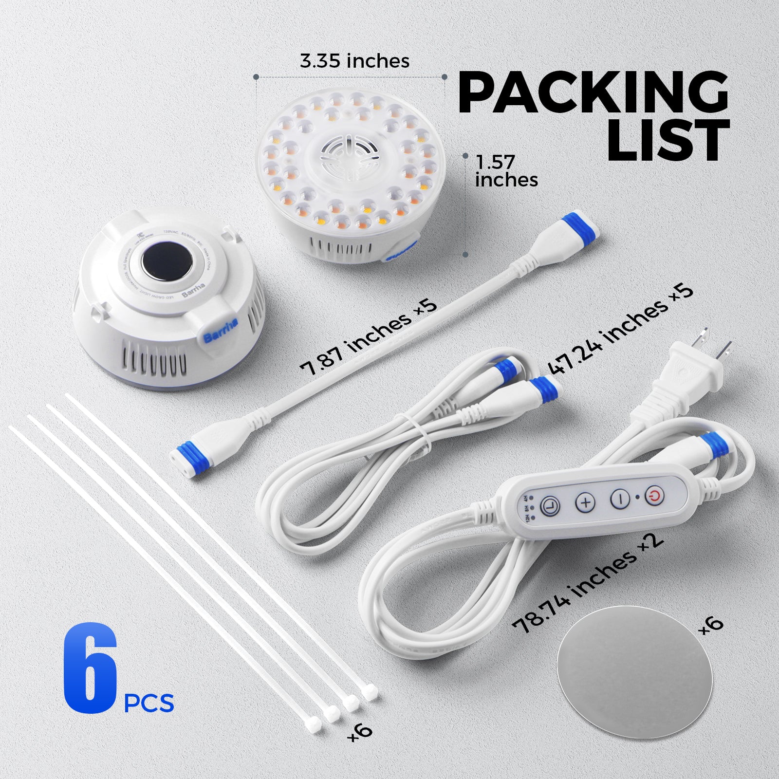 Barrina Orbgrow 9W LED Puck Grow Lights 3000K+6500K+660nm | Full Spectrum, Magnetic, Timer, Dimmable & Linkable | OG09