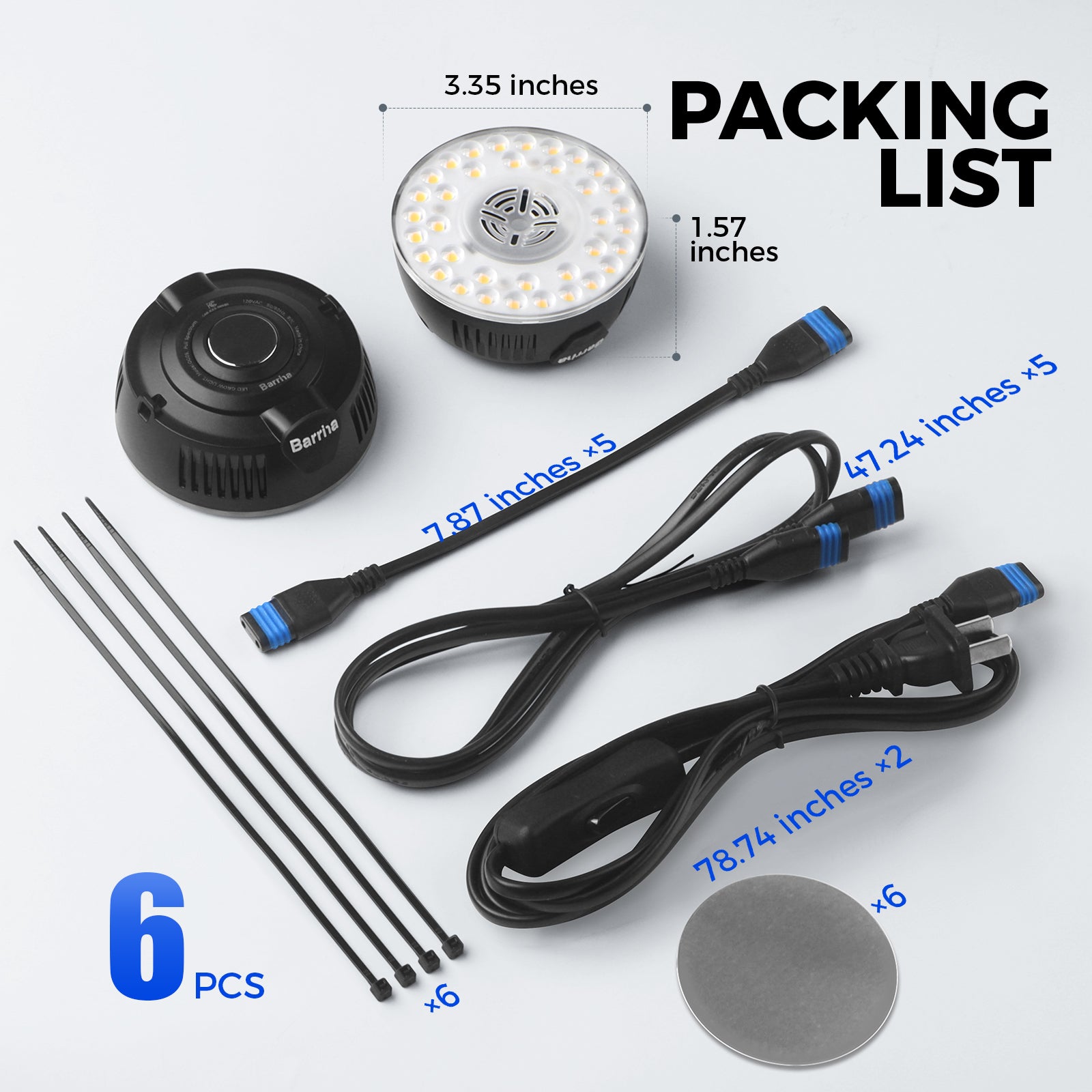 Barrina Orbgrow 9W LED Puck Grow Lights 5000K | Full Spectrum, Magnetic & Linkable | OG09