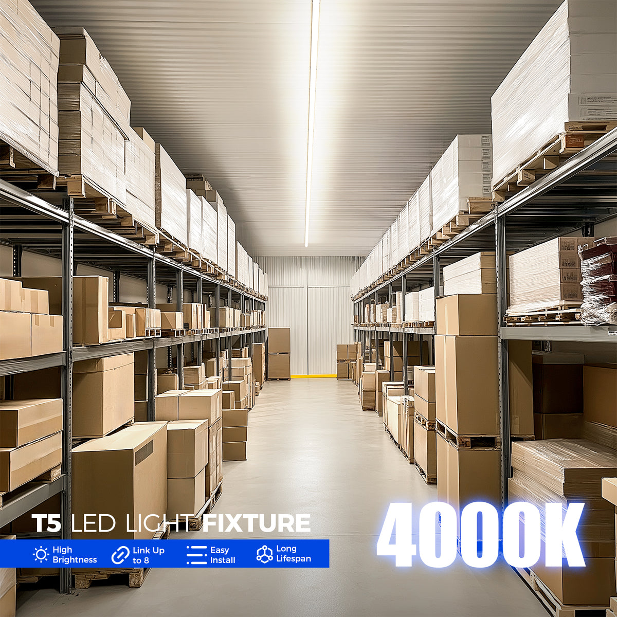 Barrina T5 20W LED Shop Lights 4FT 4000K 2200LM | Linkable & Corded Electric Switch | AAL20
