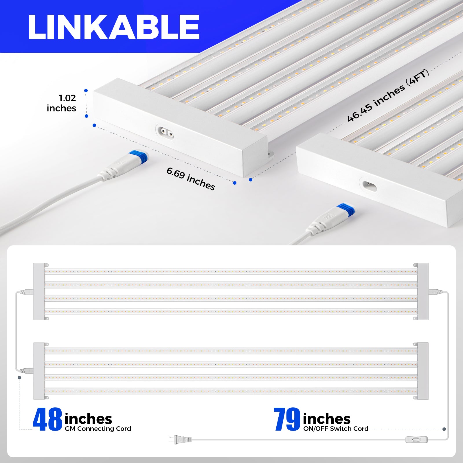 Barrina TX-L84 84W LED Grow Lights 4FT 3000K+6500K+660nm | Full Spectrum & Linkable | TX-L84