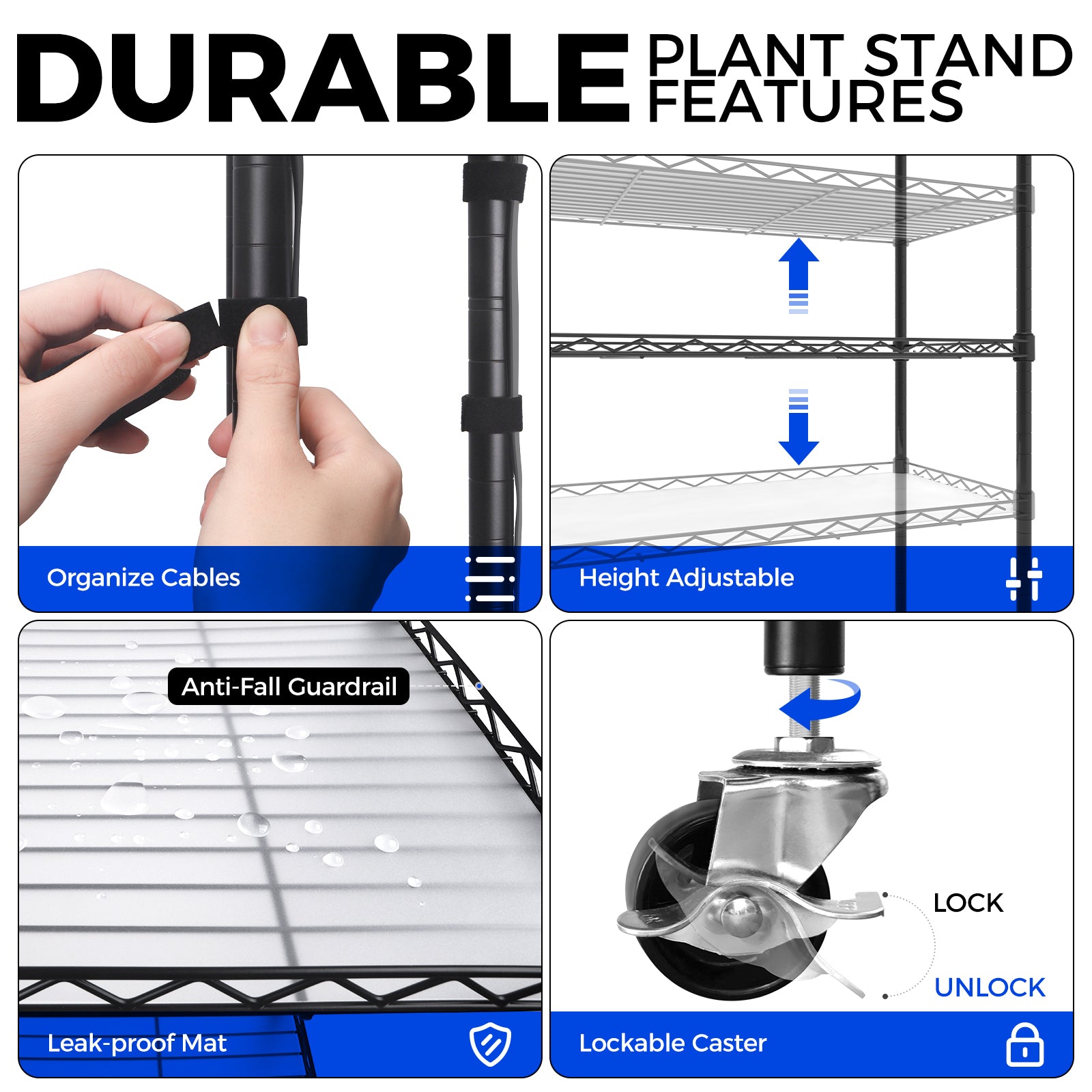 Barrina 5-Tier Plant Stand with 4-Pack 25W TX Series Grow Lights 1.6FT Yellow Light | Full Spectrum & Timer | CX91