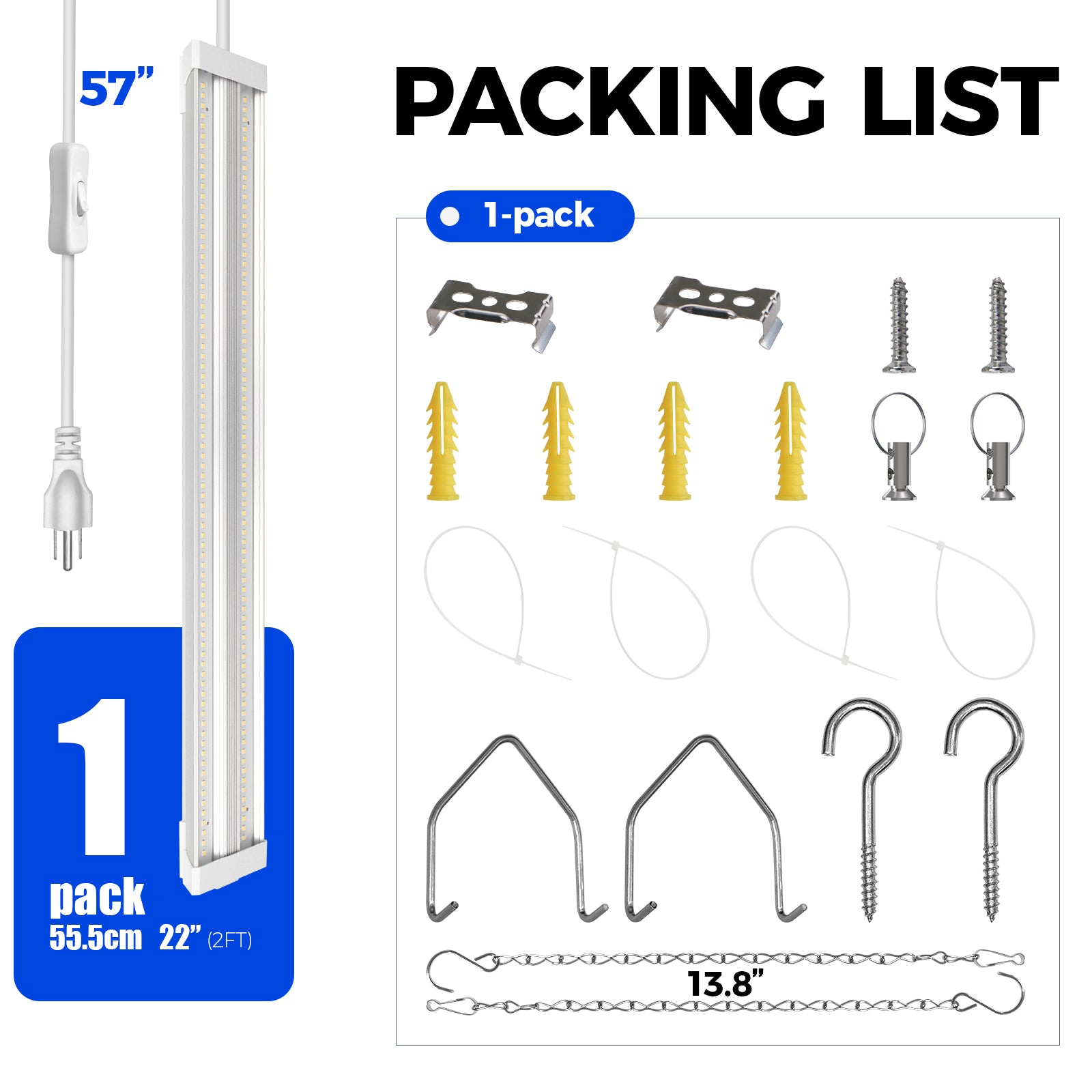 Barrina TX36 36W LED Grow Lights 2FT 5000K | Full Spectrum & Linkable | TXAL36