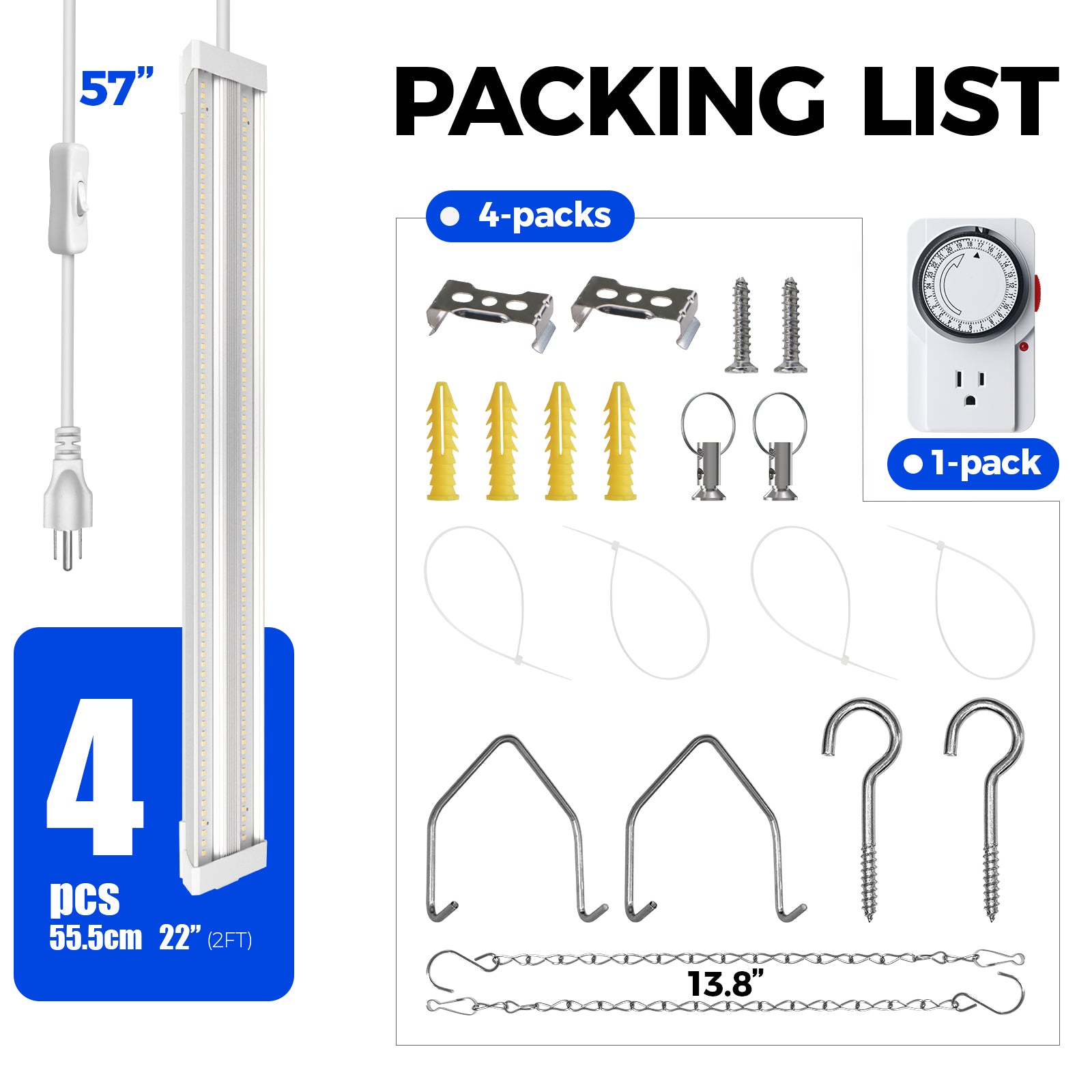 Barrina TX36 36W LED Grow Lights 2FT 5000K | Full Spectrum & Linkable | TXAL36