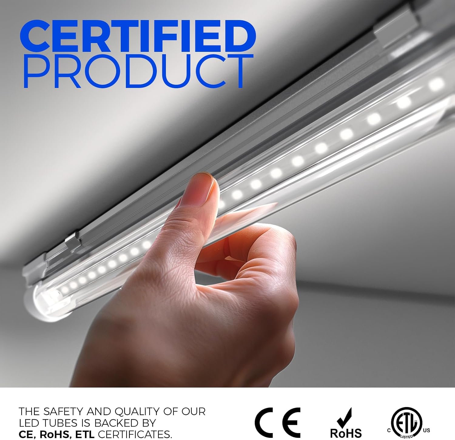 Barrina T8 25W LED Shop Lights 1.5FT 6500K 3450LM | Clear Cover & V Shape Tube | BAD16