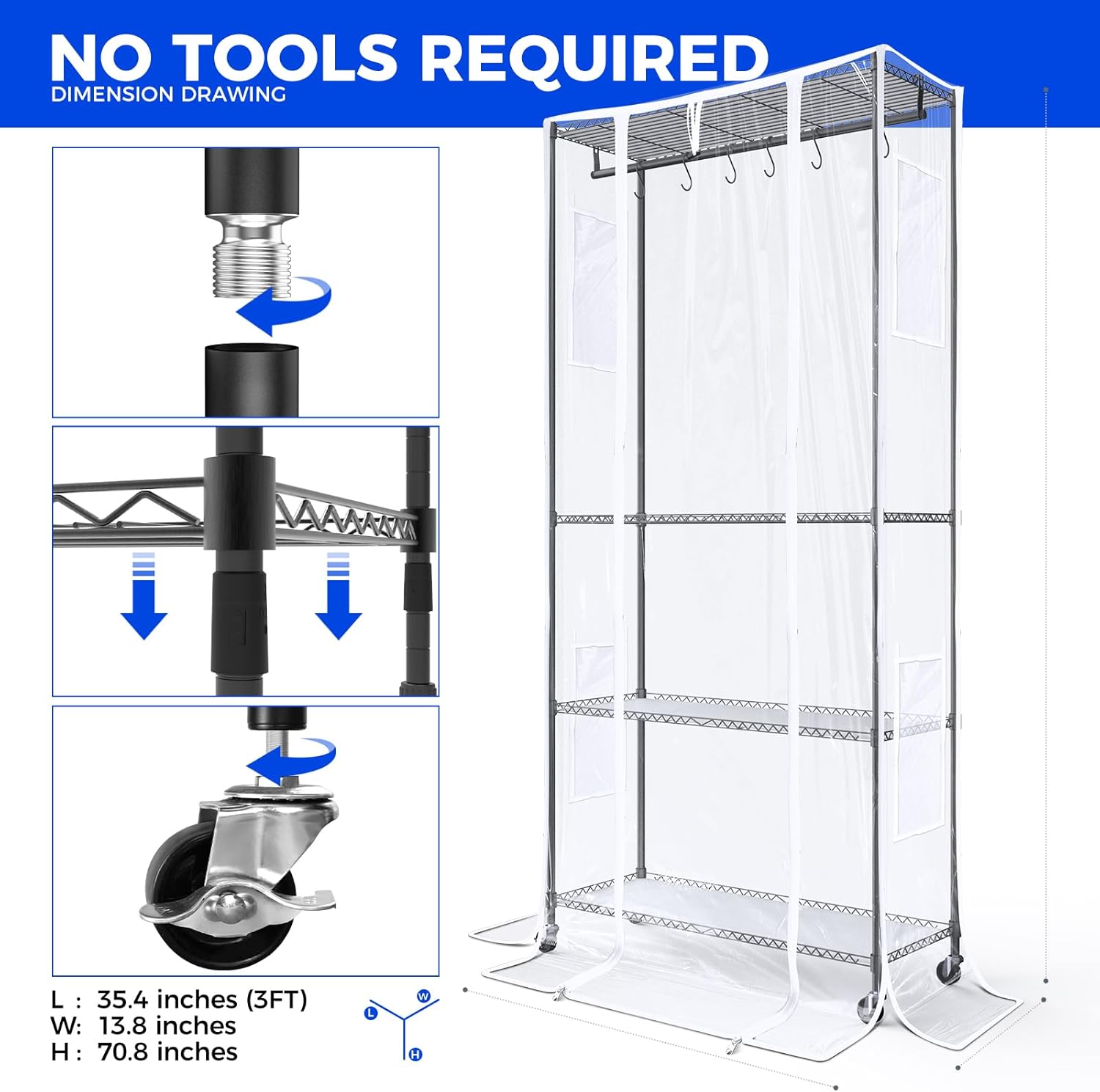 Barrina 4-Tier Plant Stand with 3-Pack T5 36W LED Grow Lights 3FT 5000K | Full Spectrum, Tent & Timer | WI36