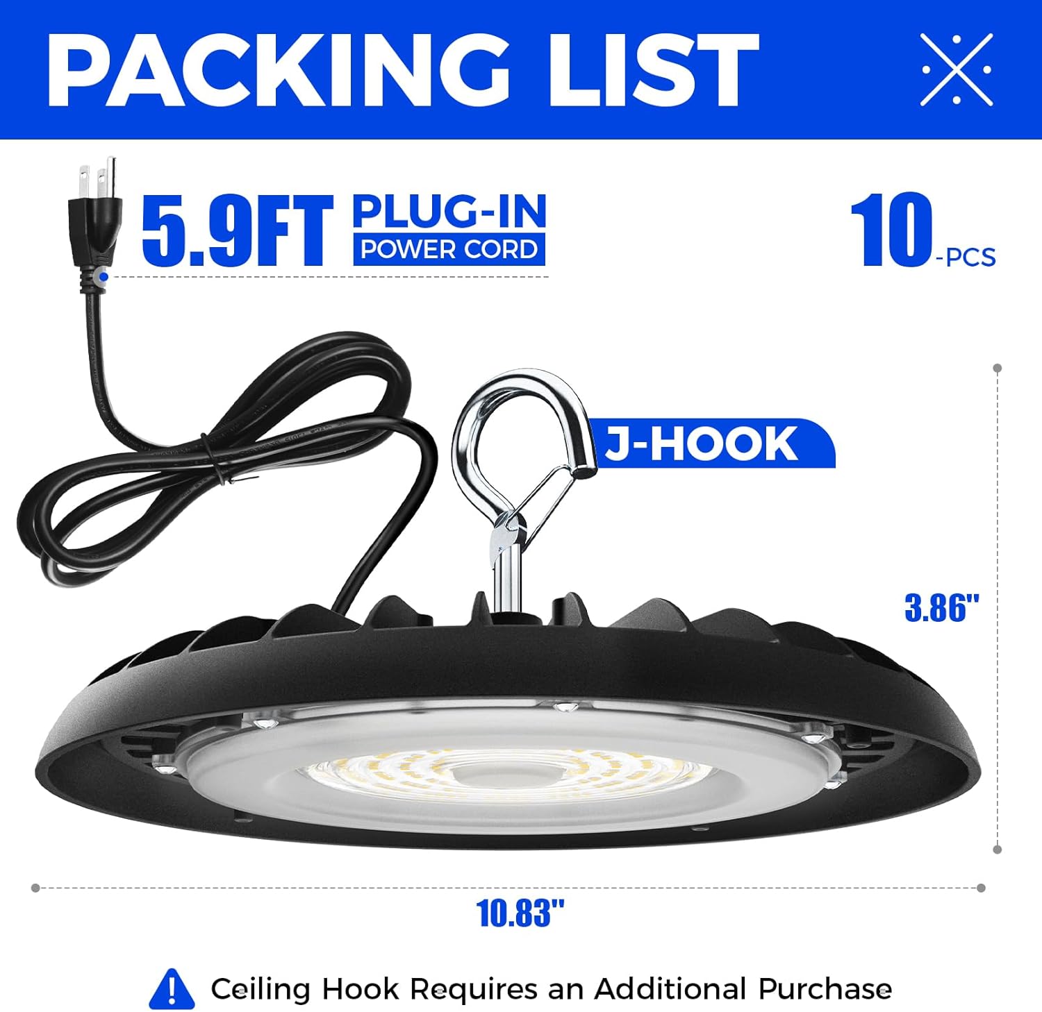 Barrina 150W UFO LED High Bay 5000K 21000LM | 6000V Surge Protection & IP65 Waterproof | BH150