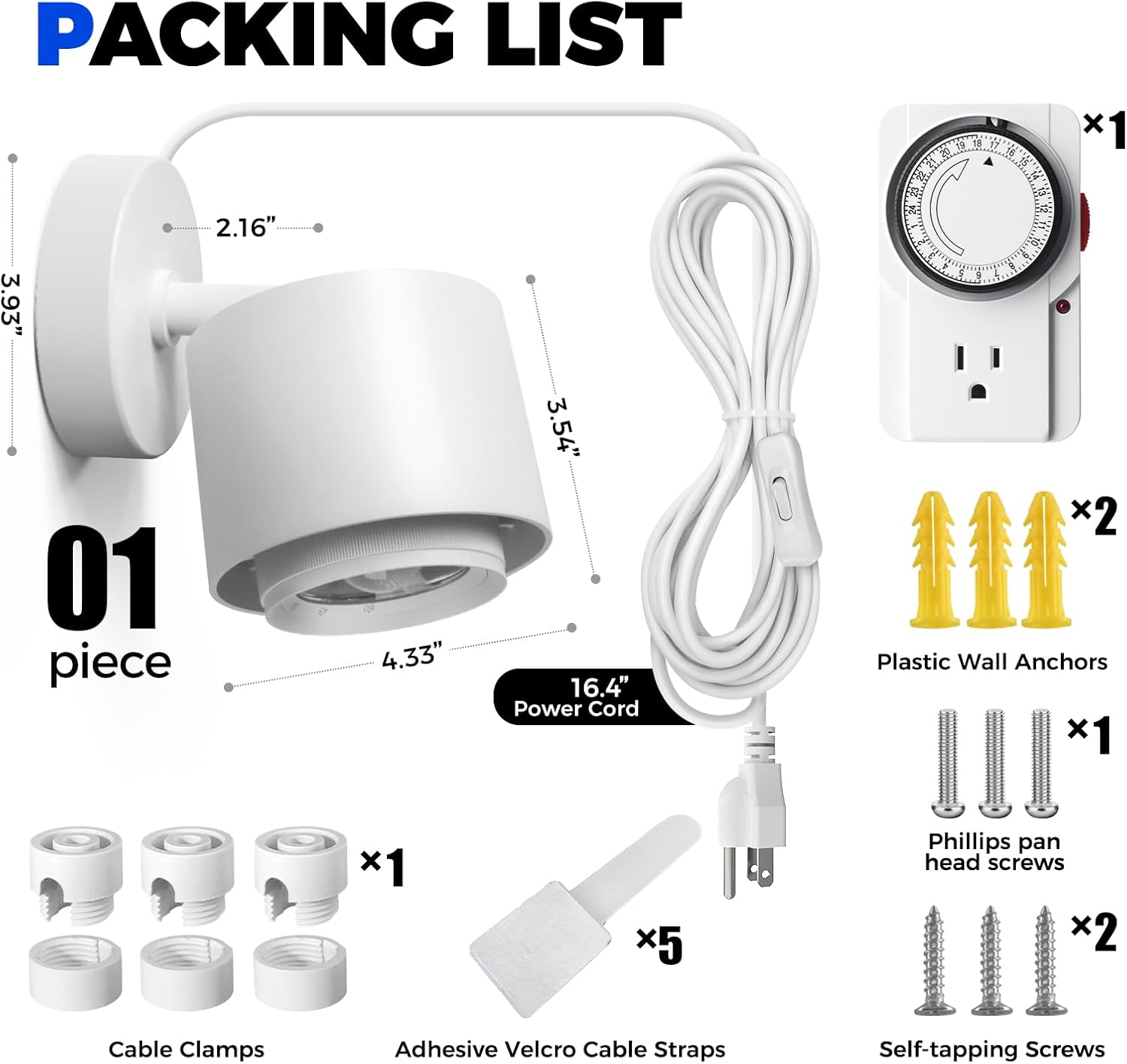 Barrina TR40a 40W LED Grow Lights 5000K | Full Spectrum, Mounted & Timer | TR-40a