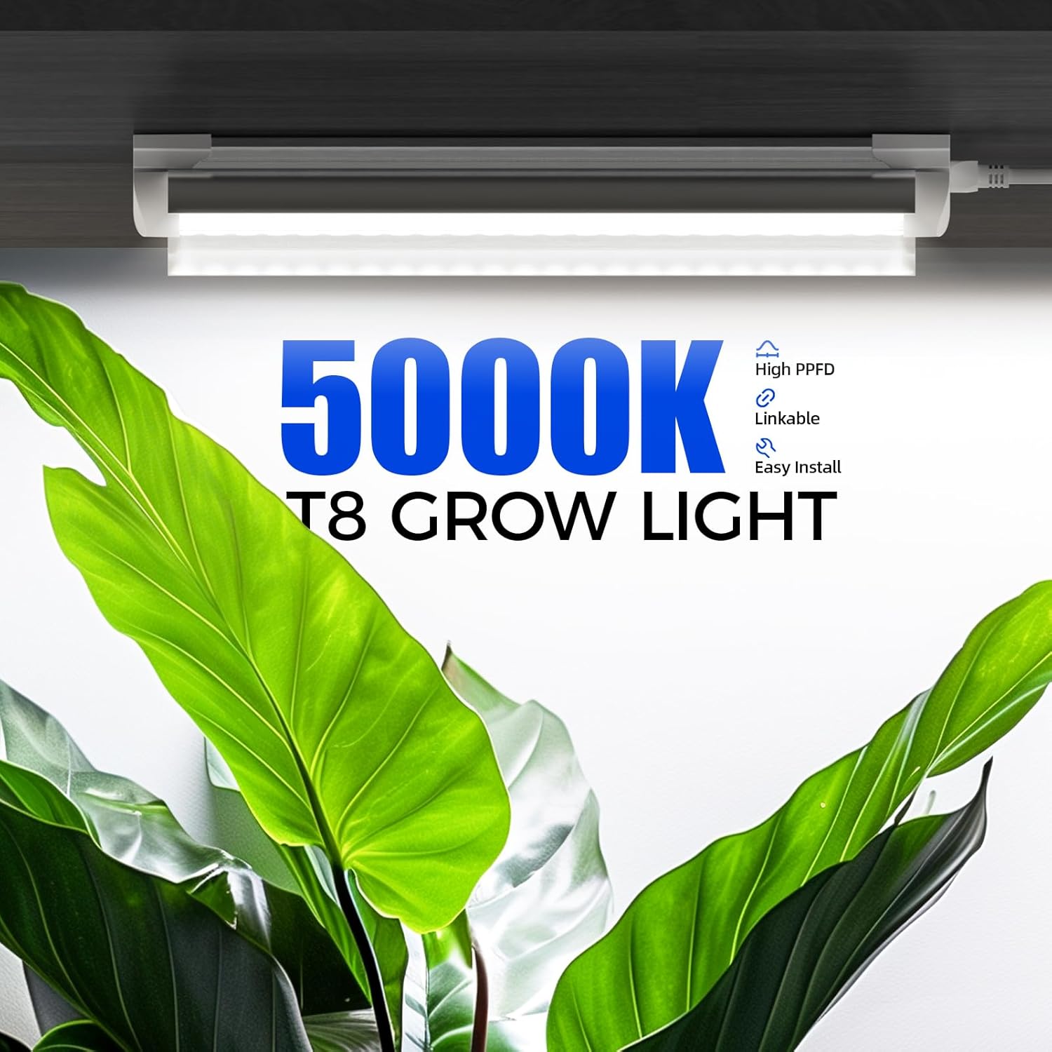 Barrina T8 15W LED Grow Lights 1FT 5000K | Full Spectrum, Reflectors & Linkable | QC15