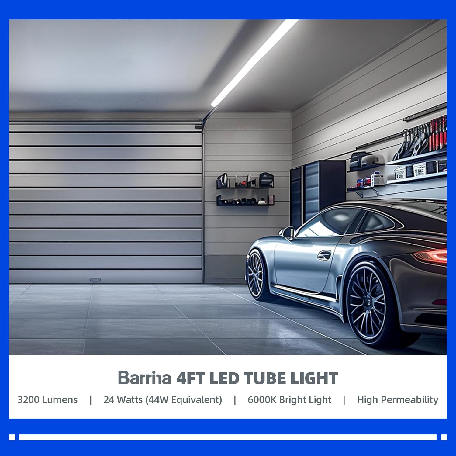 Barrina T8 24W LED Tube Lights 4FT 6000K 3200LM | G13 Base, Fluorescent Replacement & Clear Cover | TBL24