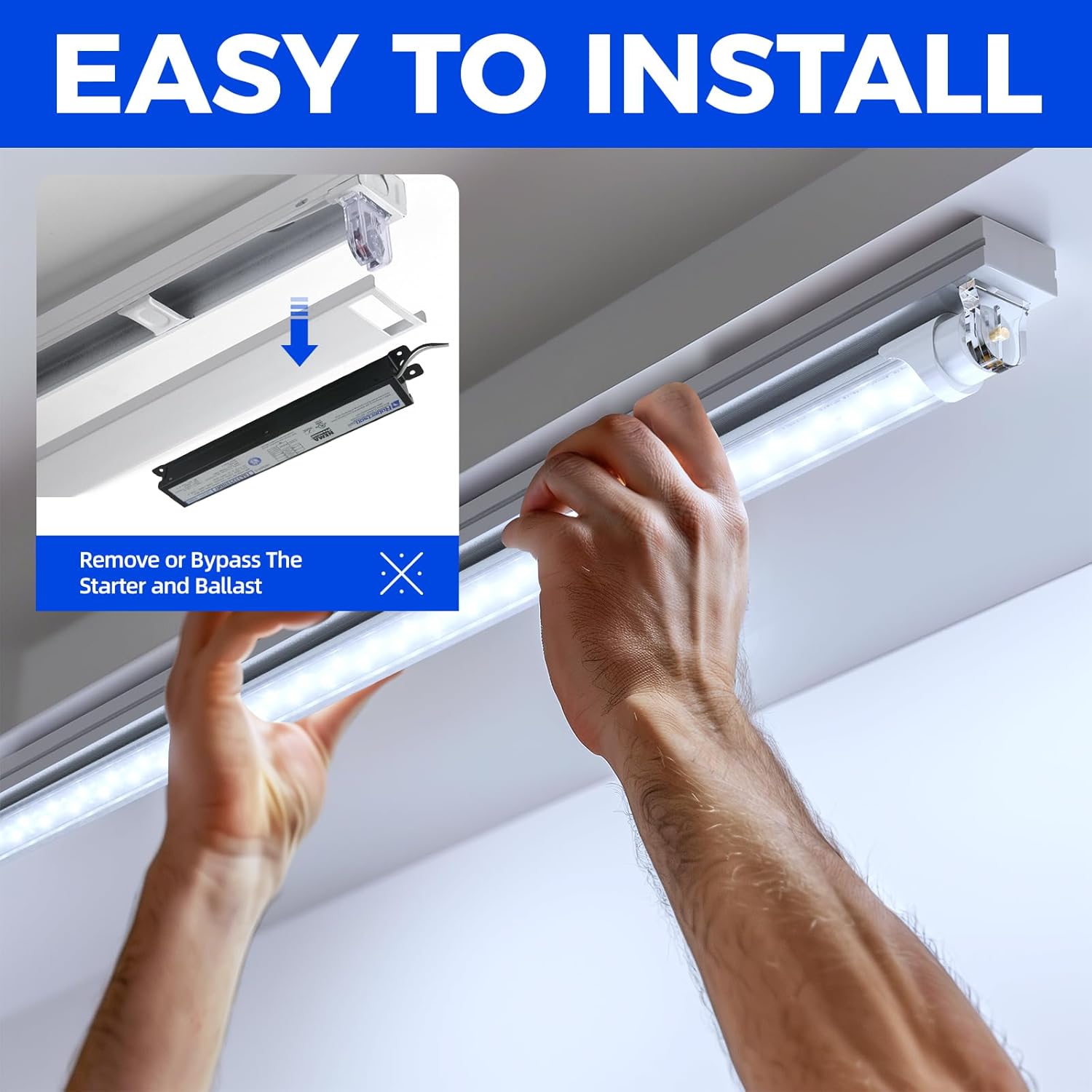 Barrina T8 44W LED Tube Lights 8FT 6500K 5000LM | FA8 Base, Fluorescent Tubes Replacement & Clear Cover | TBX44