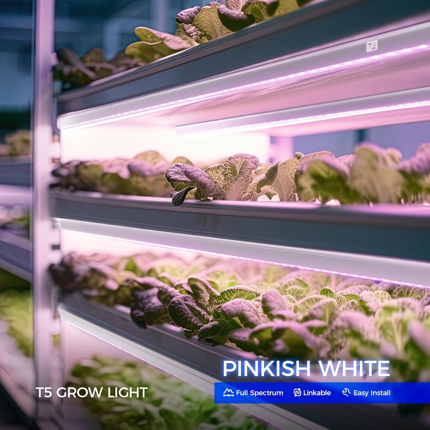 Barrina T5 16W LED Grow Lights 3FT Pinkish White | Full Spectrum & Linkable | MI16