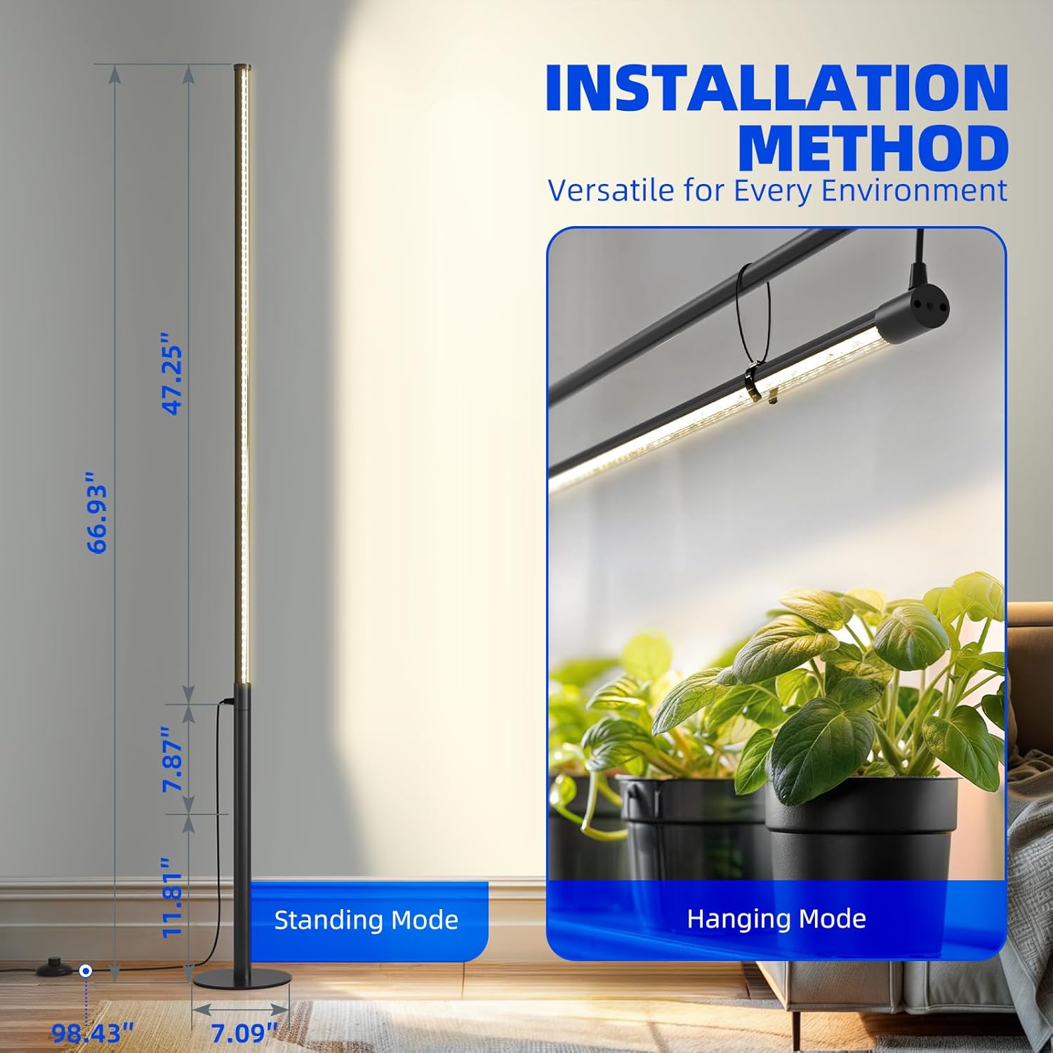 Barrina T10 Pro 42W LED Standing Grow Light 4FT-5.6FT 3000K+6500K+660nm | Timer & Full Spectrum | T1042