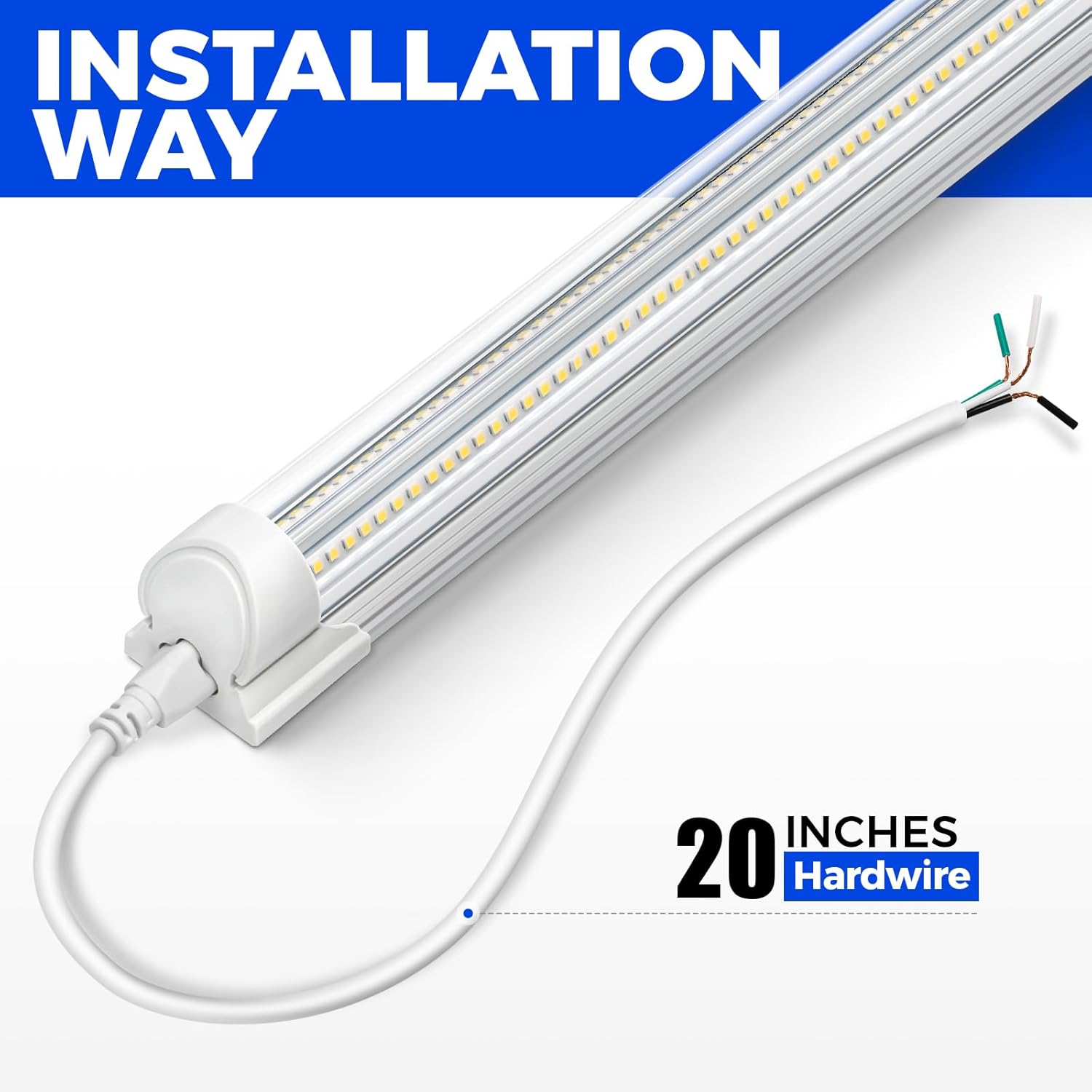 Barrina T8 100W LED Shop Lights 8FT 5000K 15000LM | Clear Cover & V Shape Tube | BAX100