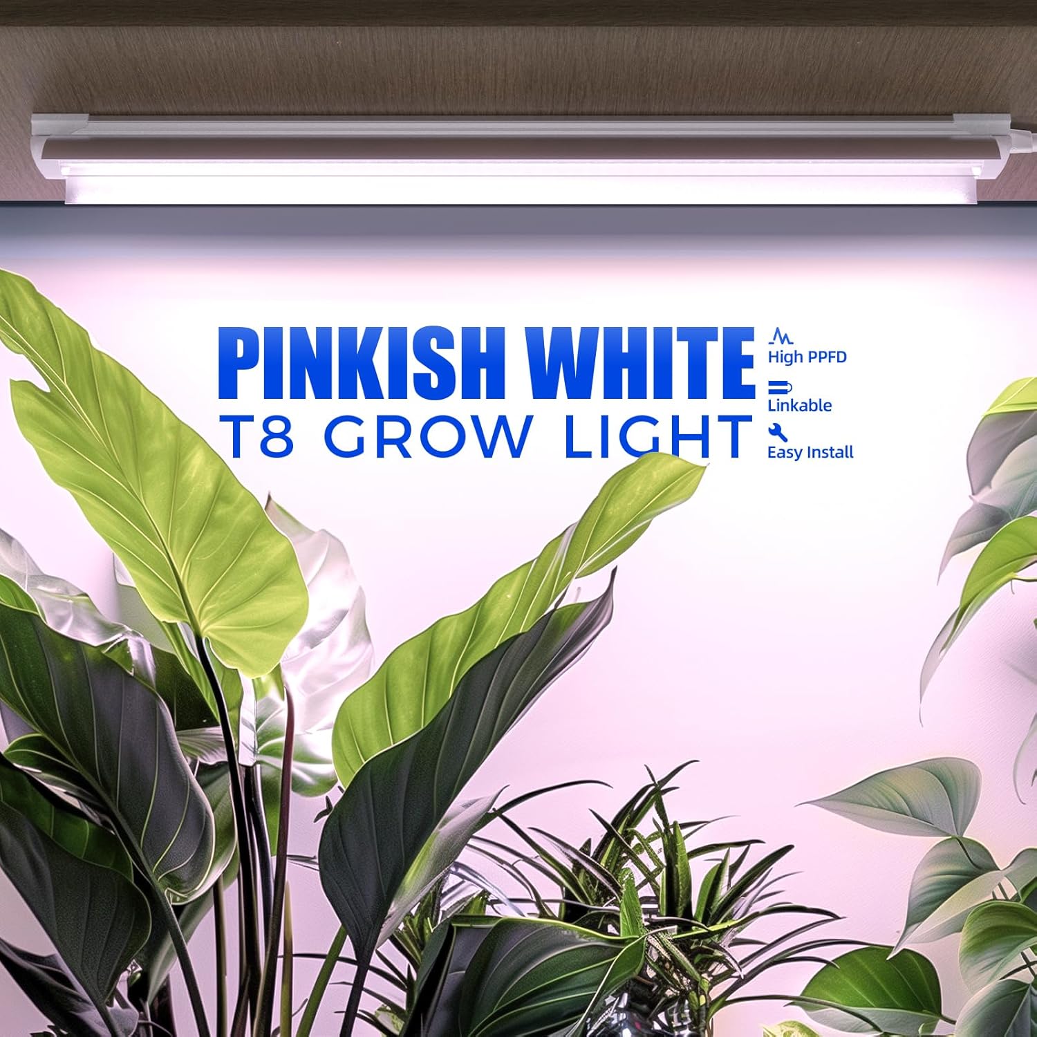 Barrina T8 24W LED Grow Lights 2FT Pinkish White | Full Spectrum, Reflectors & Linkable | QF24
